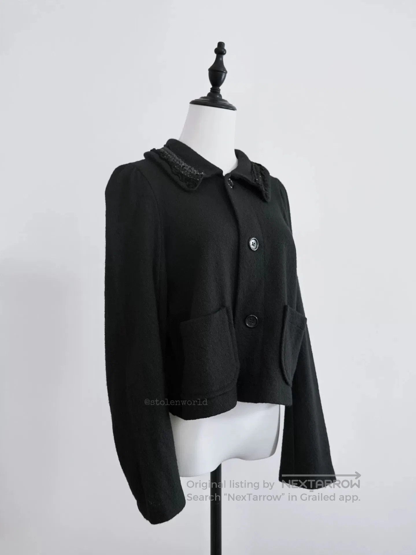 Comme des Garcons Girl Black Wool Jacket with Sequin Detail. Size M / US 6-8 / IT 42-44 - 4 Thumbnail
