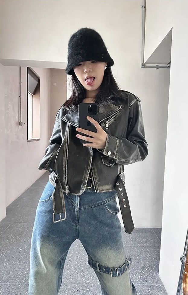 Designer × Vintage Spring Faux Leather Streetwear Vintage Women Zipper Jacket Size M / US 6-8 / IT 42-44 - 7 Thumbnail