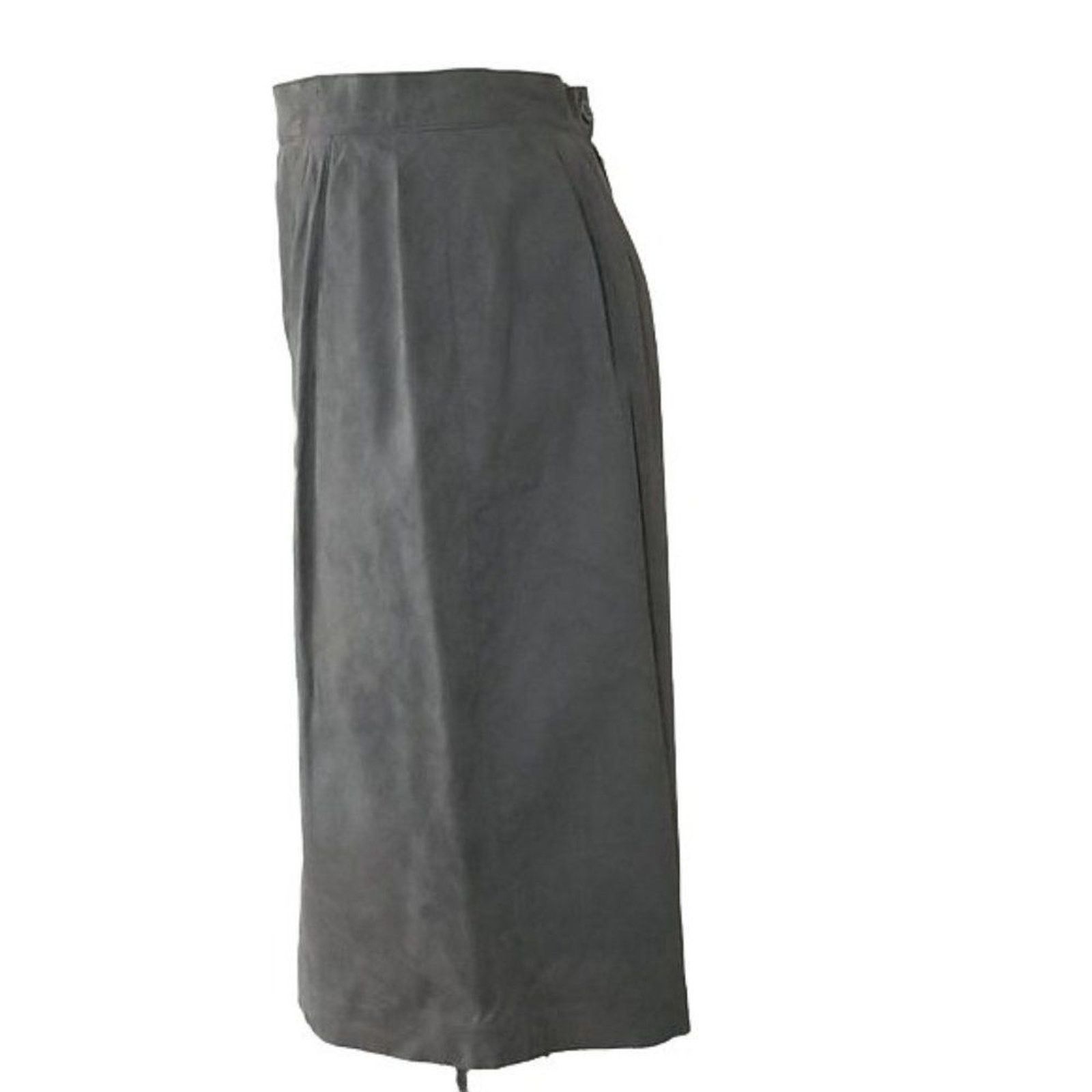 Vintage Vintage Austin Reed Grey Magna Suede Skirt Size 34" / US 12 / IT 48 - 6 Thumbnail