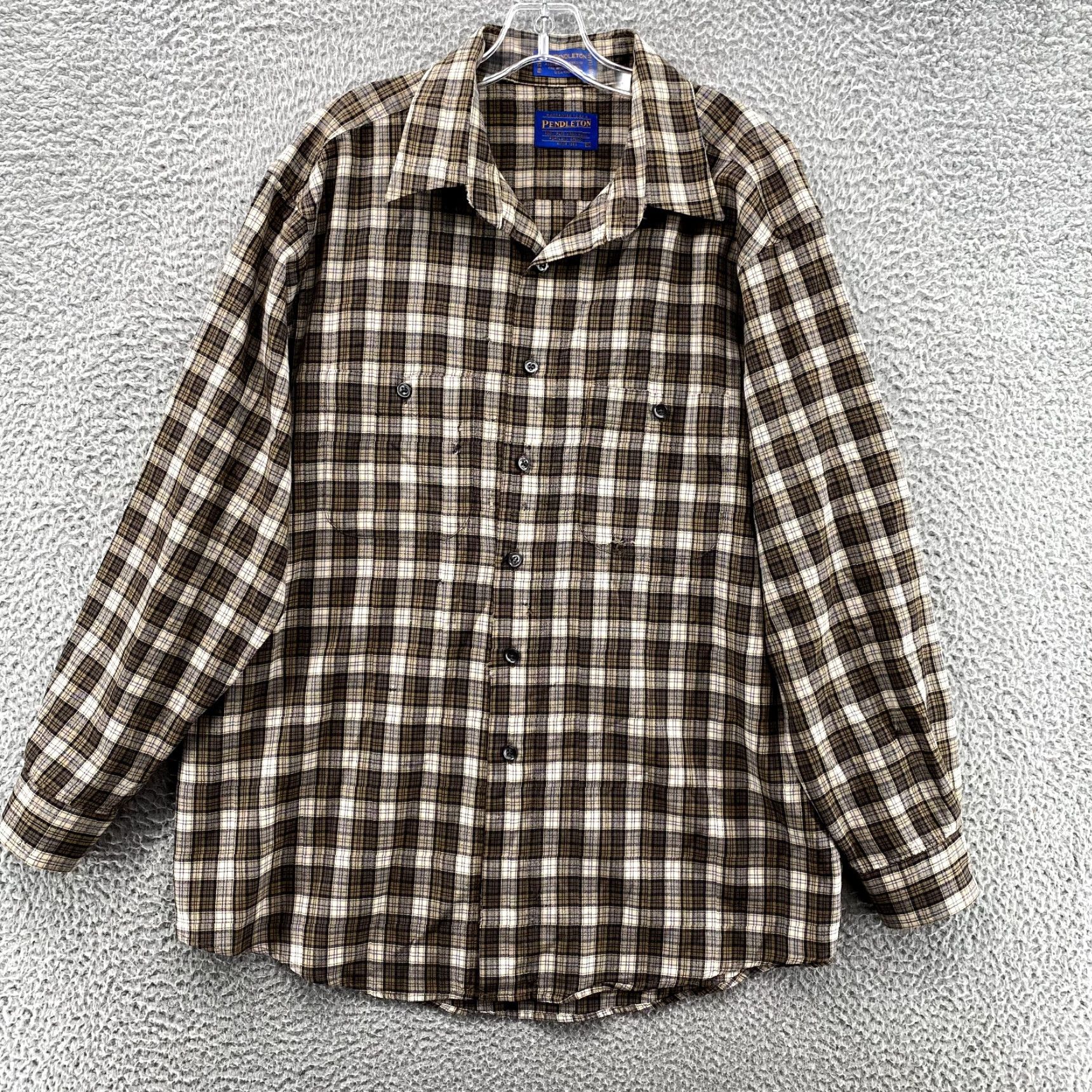 Pendleton VINTAGE Pendleton Shirt Men's XL Brown Plaid Wool Outdoor Workwear Academia Grunge 70s 90s Mens Size US XL / EU 56 / 4 - 2 Thumbnail