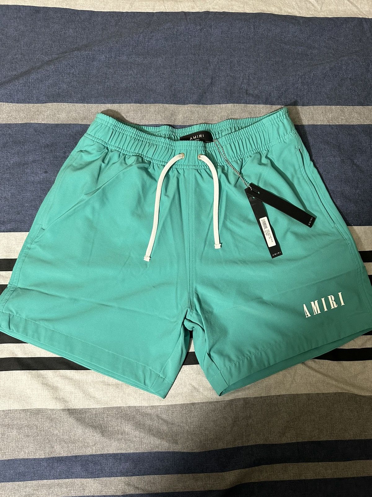 image of Amiri Core Logo Swim Shorts in Teal, Men's (Size 30)