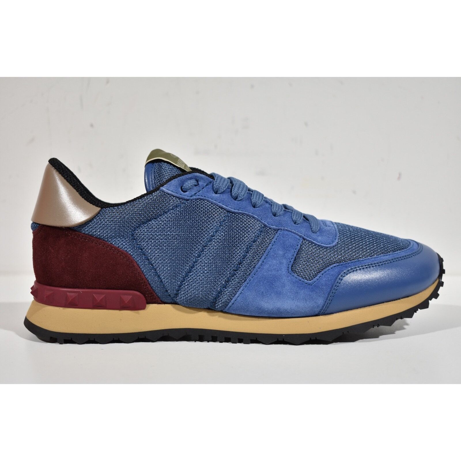 Valentino Valentino Rockstud Men Burgundy Blue Rockrunner Low Top Size US 9.5 / EU 42-43 - 2 Thumbnail