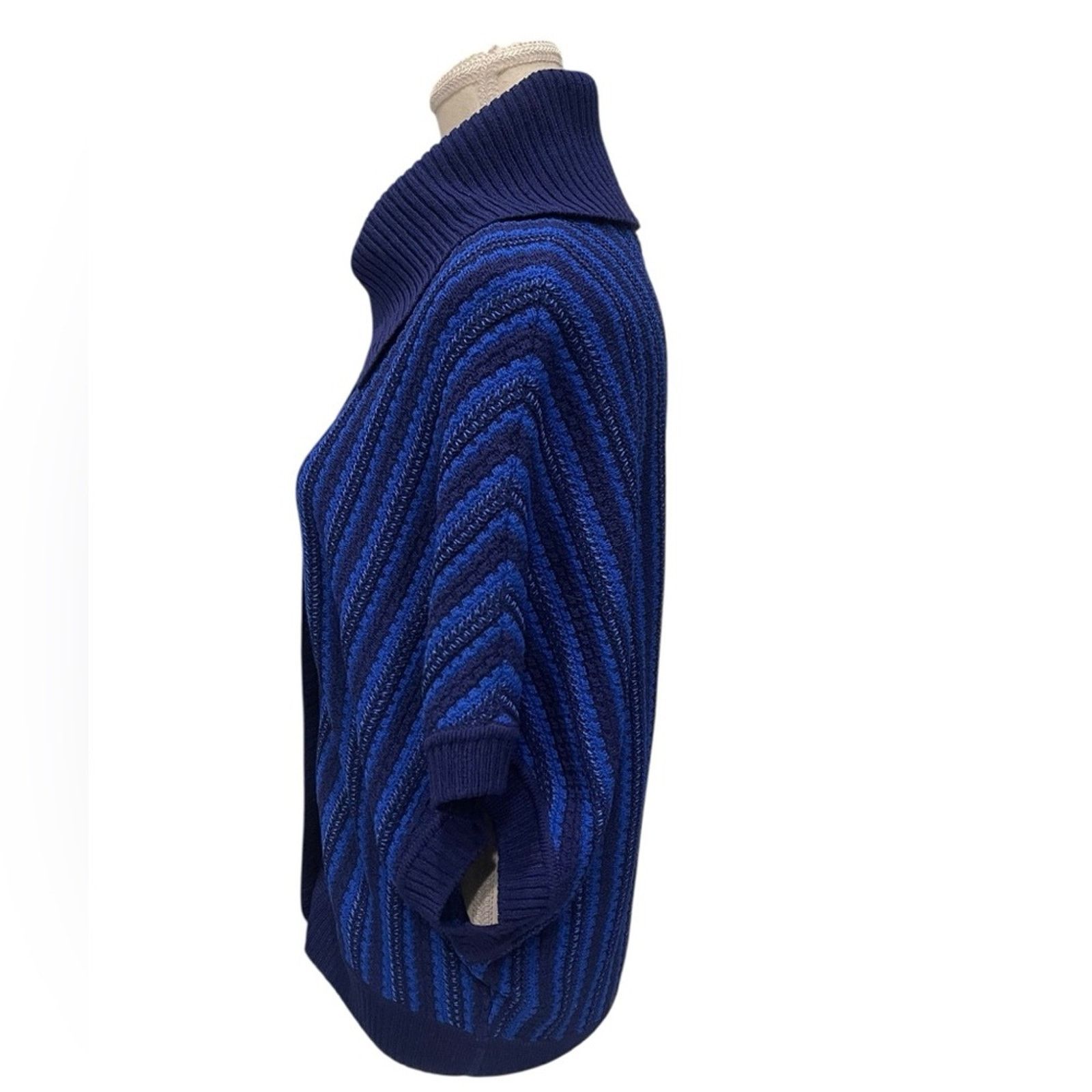 St. John St. John Navy and Royal Blue Cowl Neck Sweater Size:S Size S / US 4 / IT 40 - 3 Thumbnail