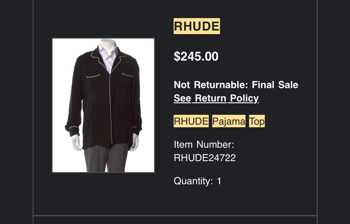 Rhude Rhude Camp Collar Pajama Shirt Size US XL / EU 56 / 4 - 8 Thumbnail