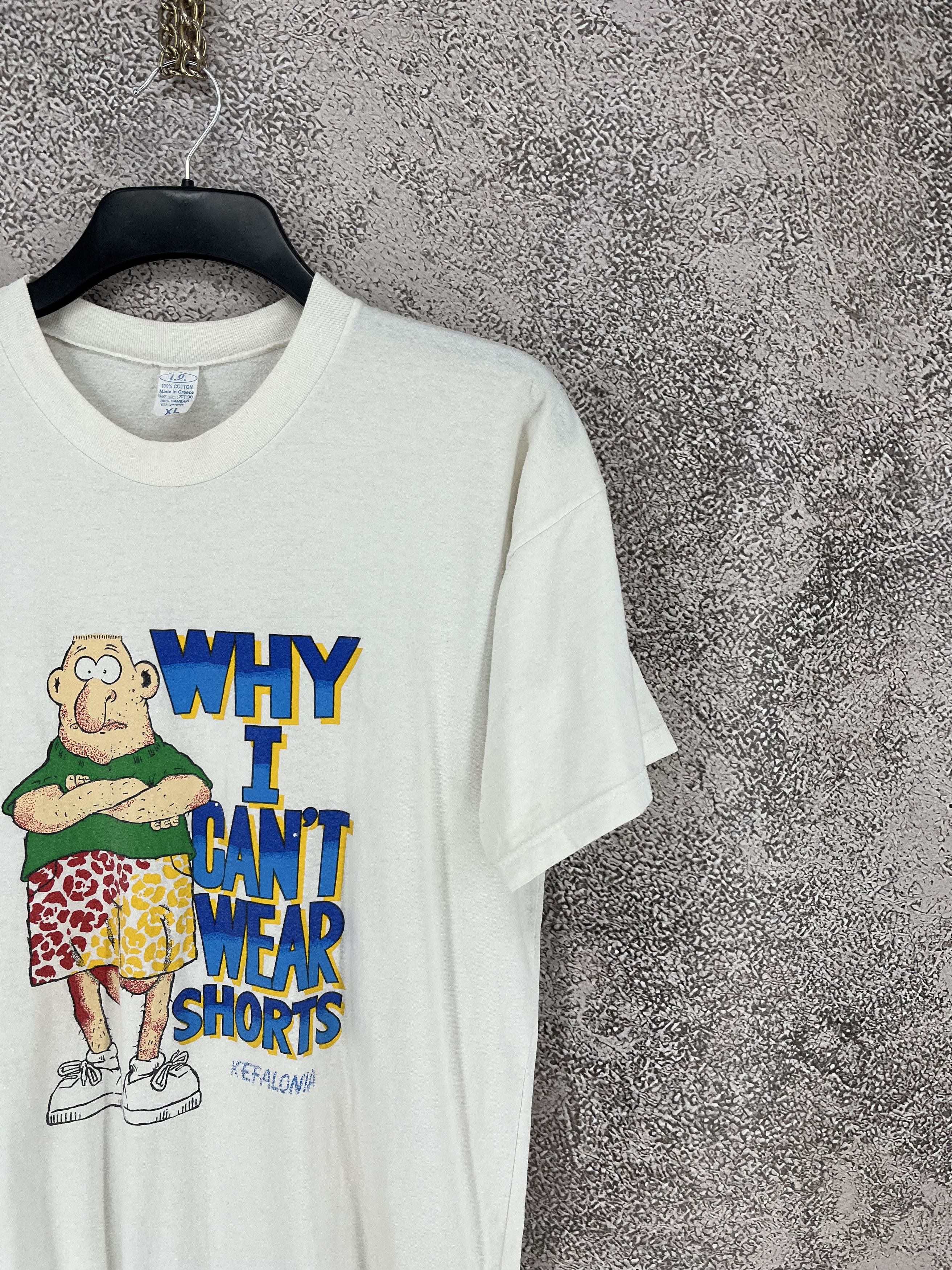 Vintage Y2K 90’s Vintage Why I Can’t Wear Shorts Funny T Shirt Size US XL / EU 56 / 4 - 6 Thumbnail