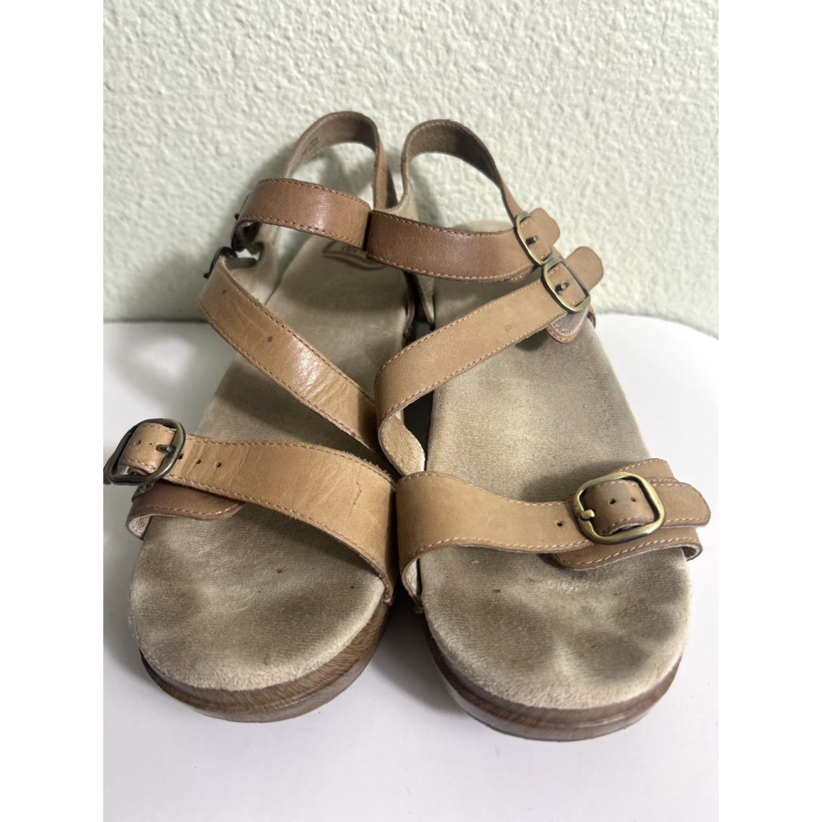 Dansko Dansko Sandal Women Sacha Tan Burnished Leather US 10 EU 40 Strappy Buckle Wedge Arch Support Comfort Slide Size US 10 / IT 40 - 6 Thumbnail