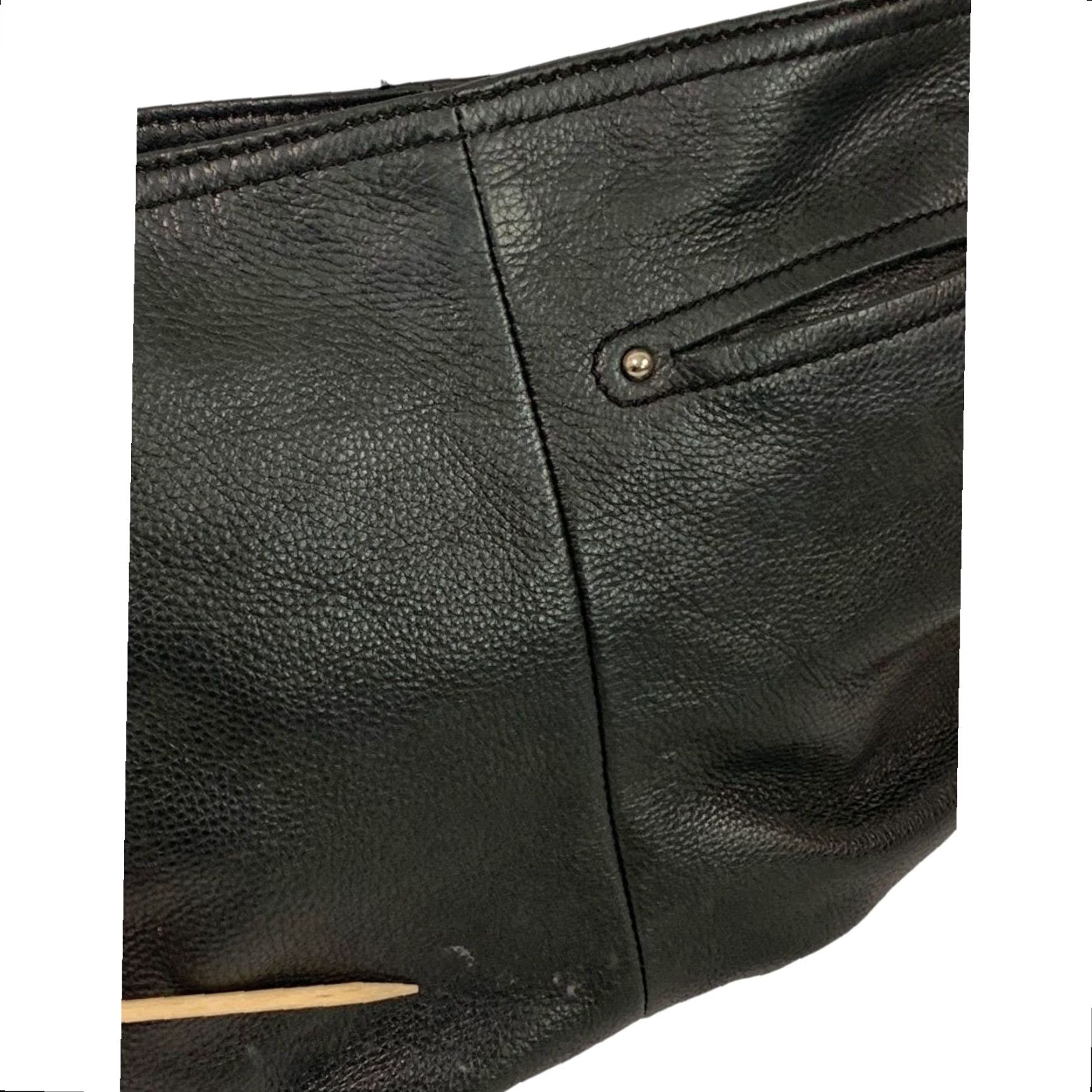 Vintage B. Makowsky Leather Shoulder Bag Black Pebbled Side Zip Pockets Women's 12" x 10" x 4.5" Strap Drop 7" Size ONE SIZE - 5 Thumbnail