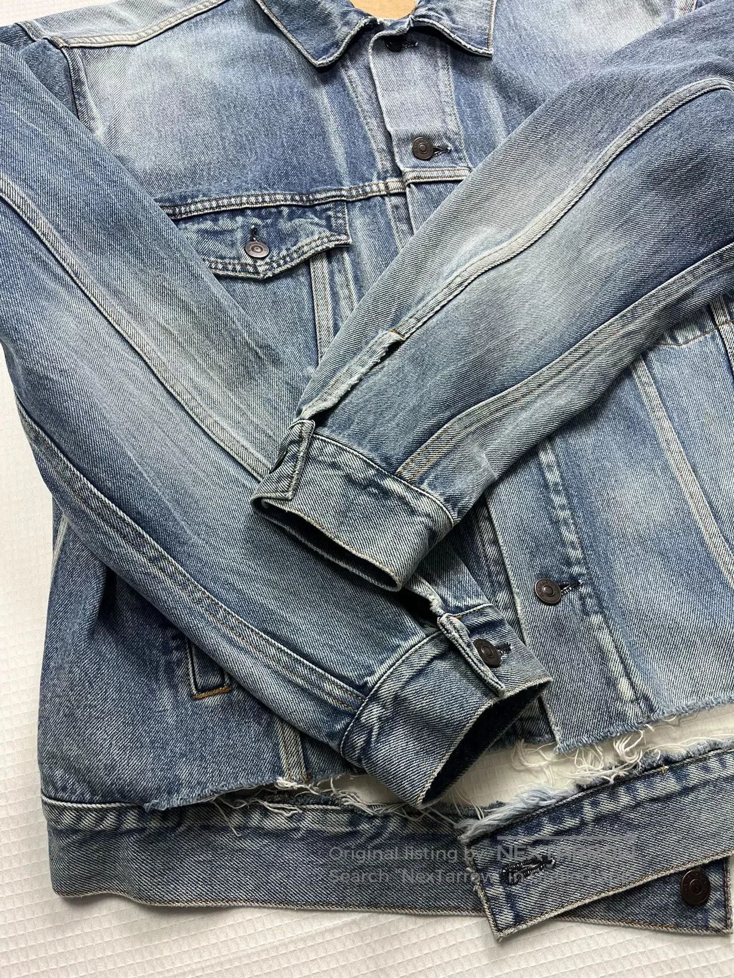 Balenciaga Balenciaga Collar Letter Distressed Denim Jacket. Size XXS / US 00 / IT 34 - 4 Thumbnail