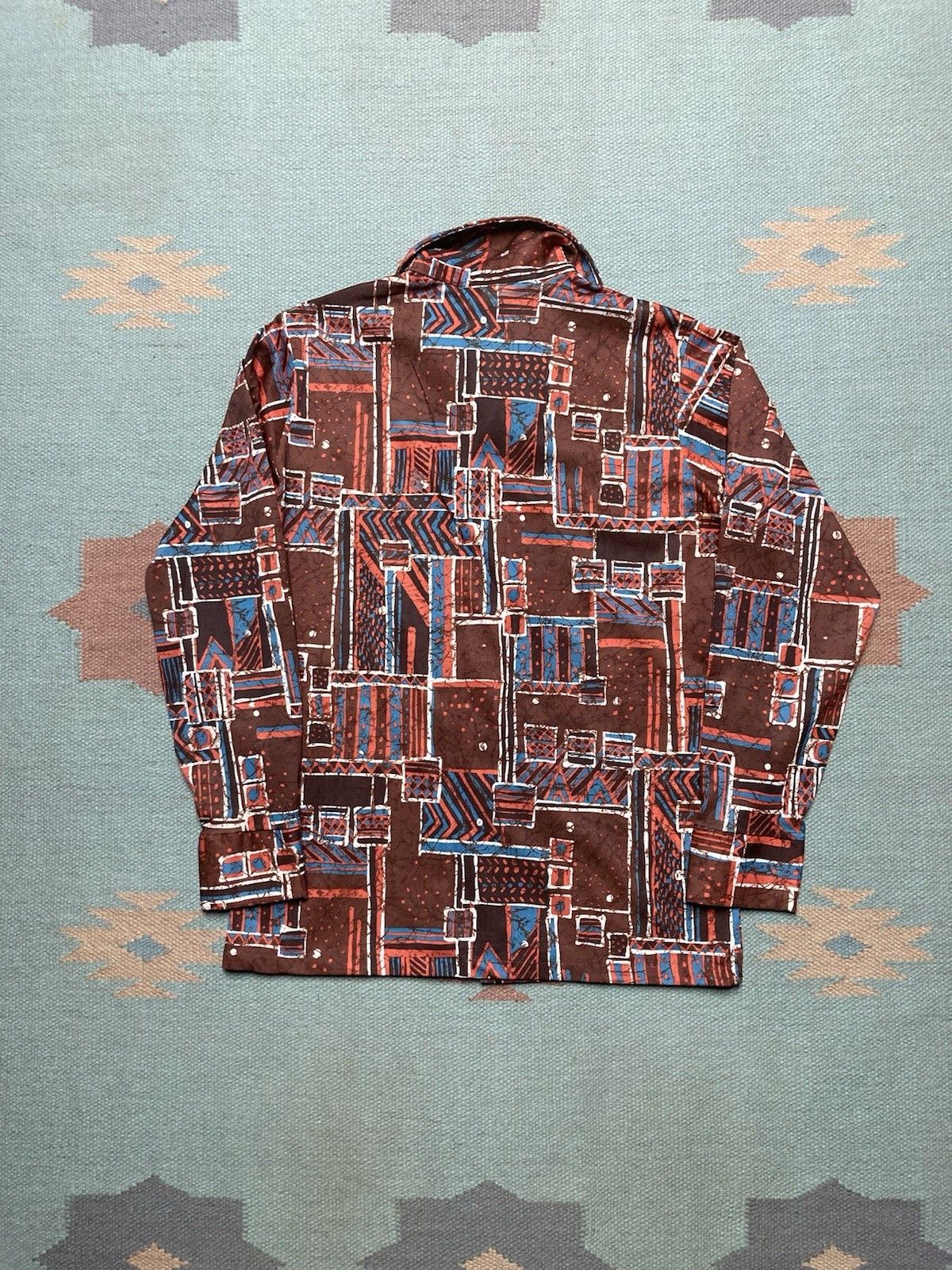 Vintage Vtg 70s disco shirt polyester abstract dagger collar boys 16 Size XS / US 0-2 / IT 36-38 - 6 Thumbnail