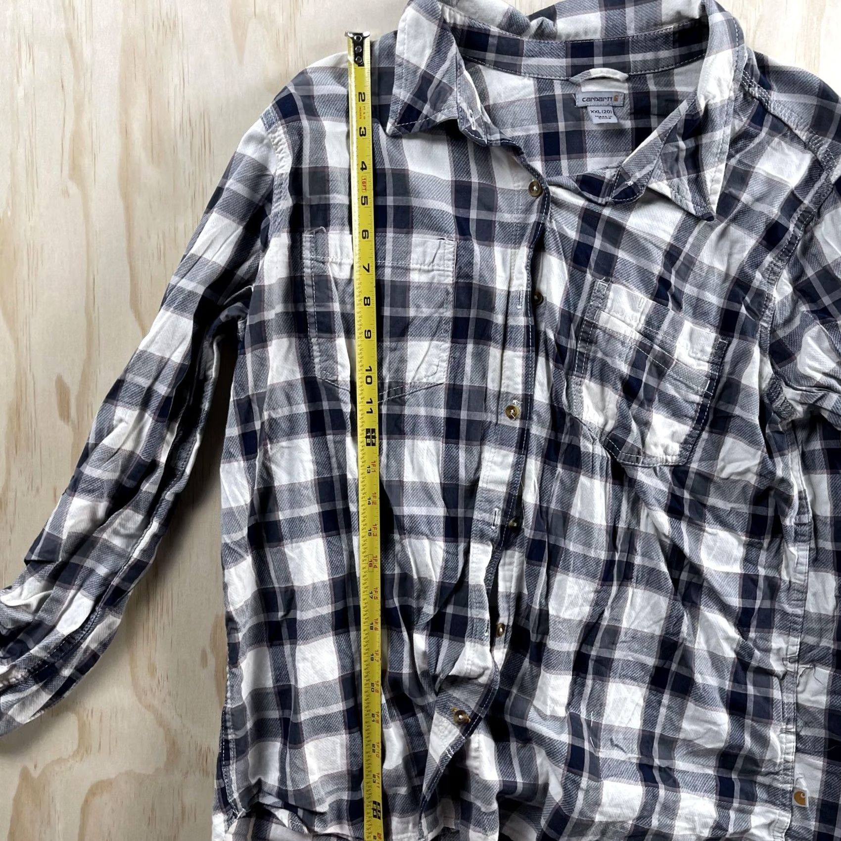 Carhartt Carhartt Flannel Shirt Womens 2XL Blue Plaid Long Sleeve Button Up Workwear Size XXL / US 16-18 / IT 52-54 - 3 Thumbnail
