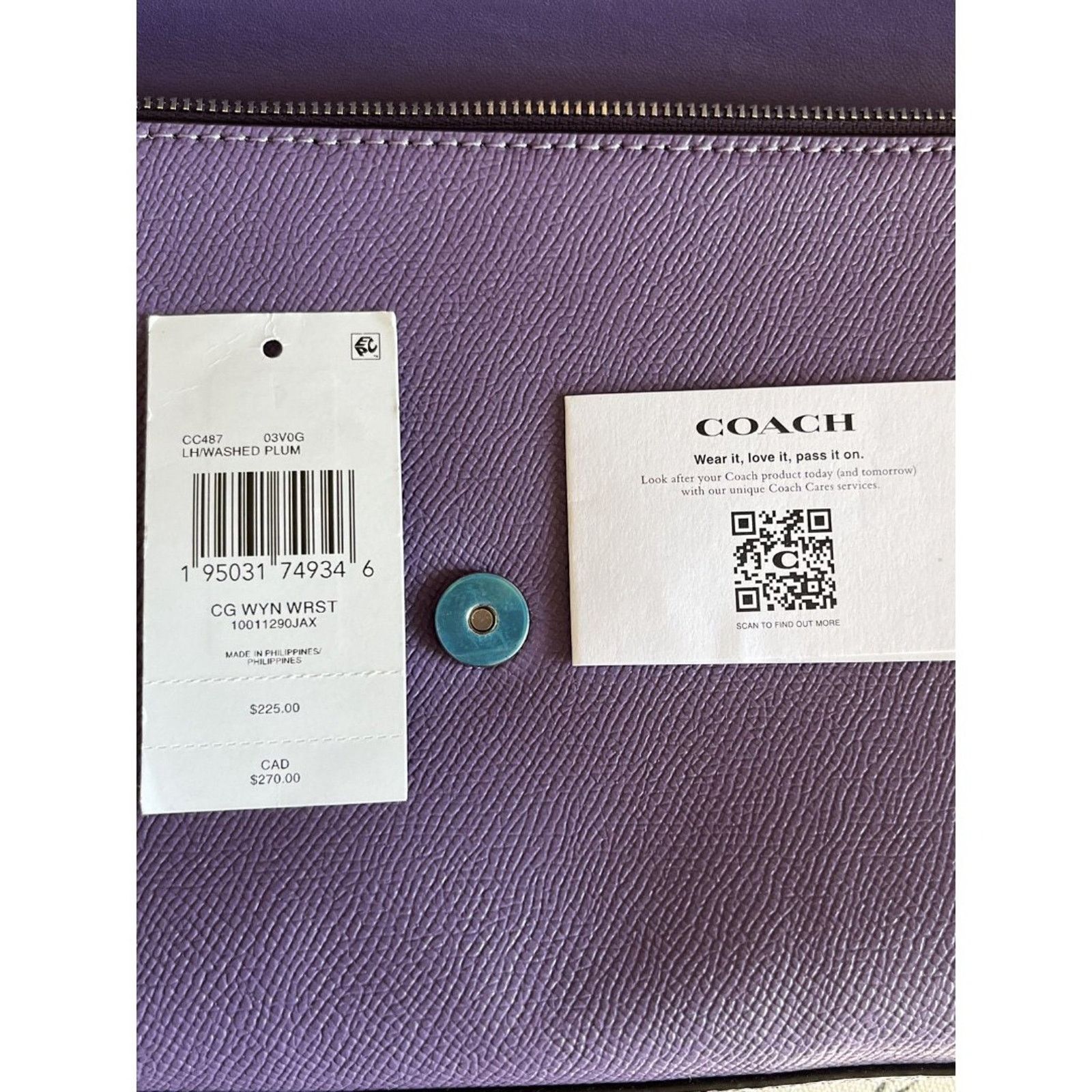 Coach 100% Coach Wyn Clutch/Wristlet in Silver/Washed Plum Size ONE SIZE - 7 Thumbnail