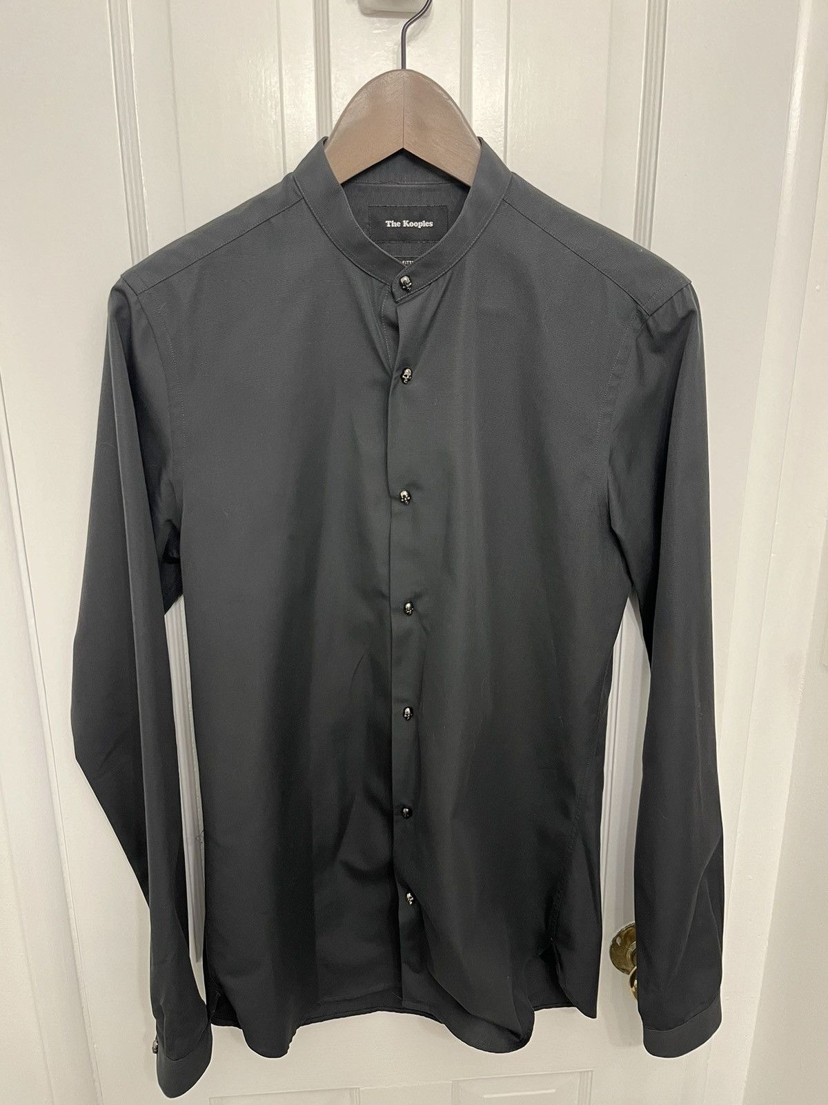 The Kooples RARE Kooples Black Mandarin Collar LS Skull button shirt Size US S / EU 44-46 / 1 - 1 Thumbnail