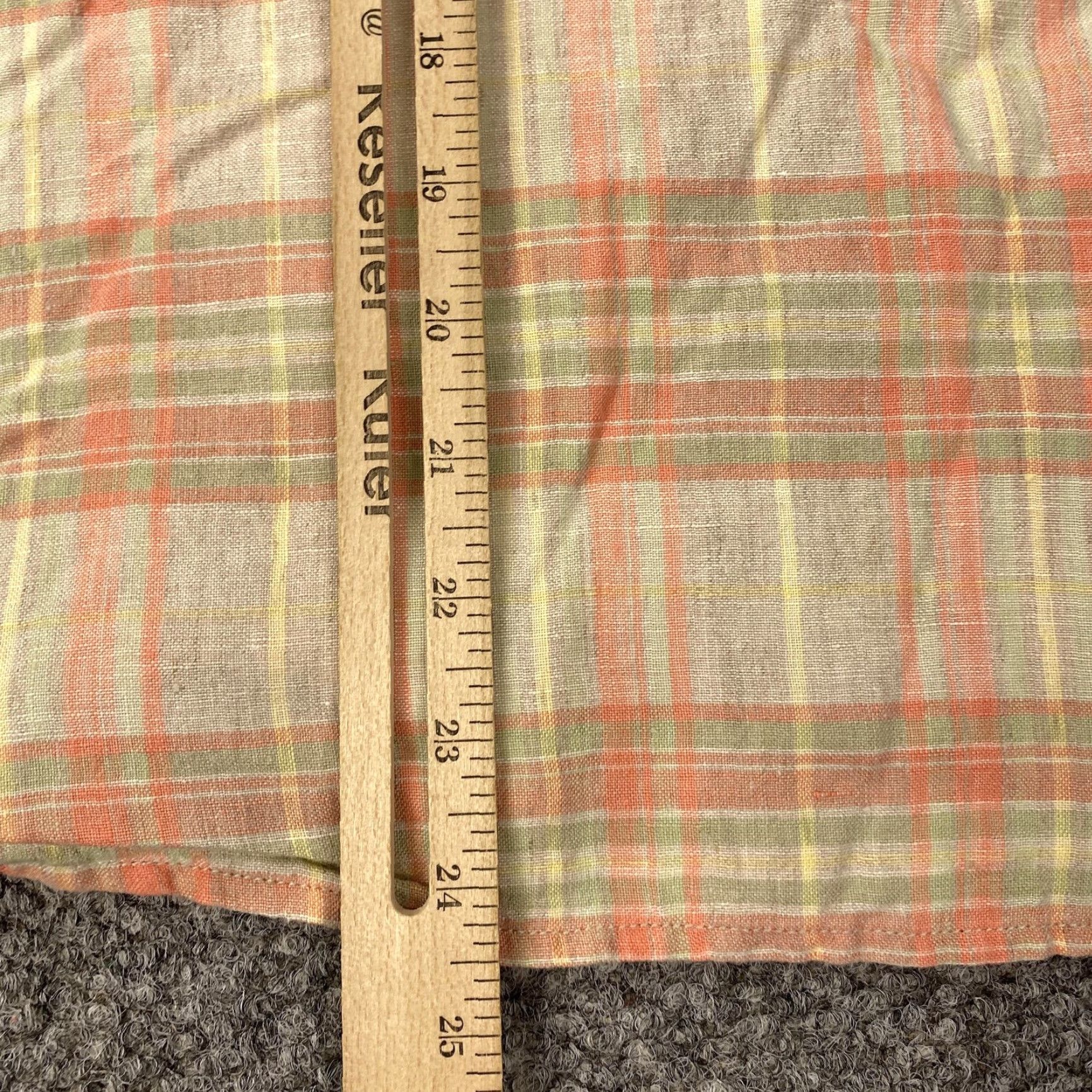 Pendleton VINTAGE Pendleton Shirt Mens Large Peach Green Plaid Linen Short Sleeve Button Front Size US L / EU 52-54 / 3 - 5 Thumbnail