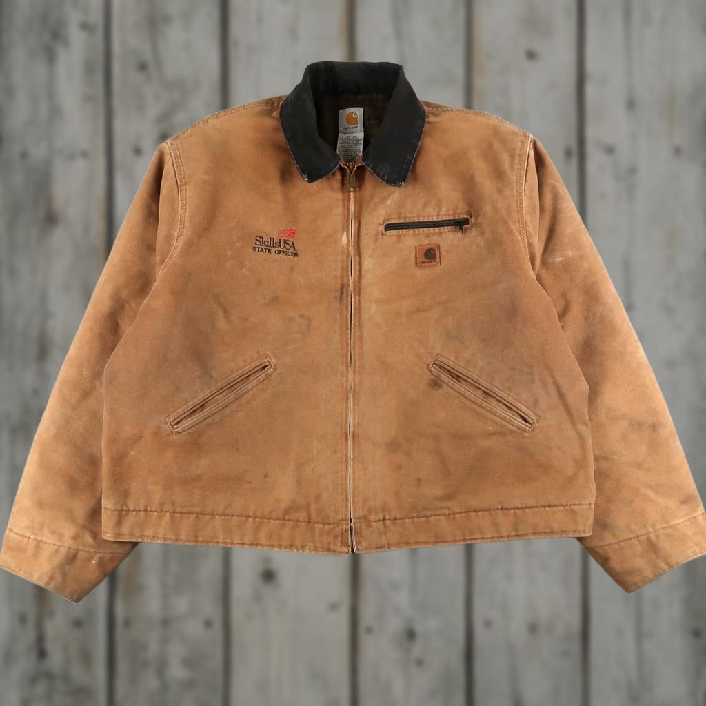 Carhartt VINTAGE Carhartt J97 Jacket Bomber Shirt 2XL Brown Plaid Lined Zip Mens 90s USA Classic Workwear Size US XXL / EU 58 / 5 - 1 Thumbnail