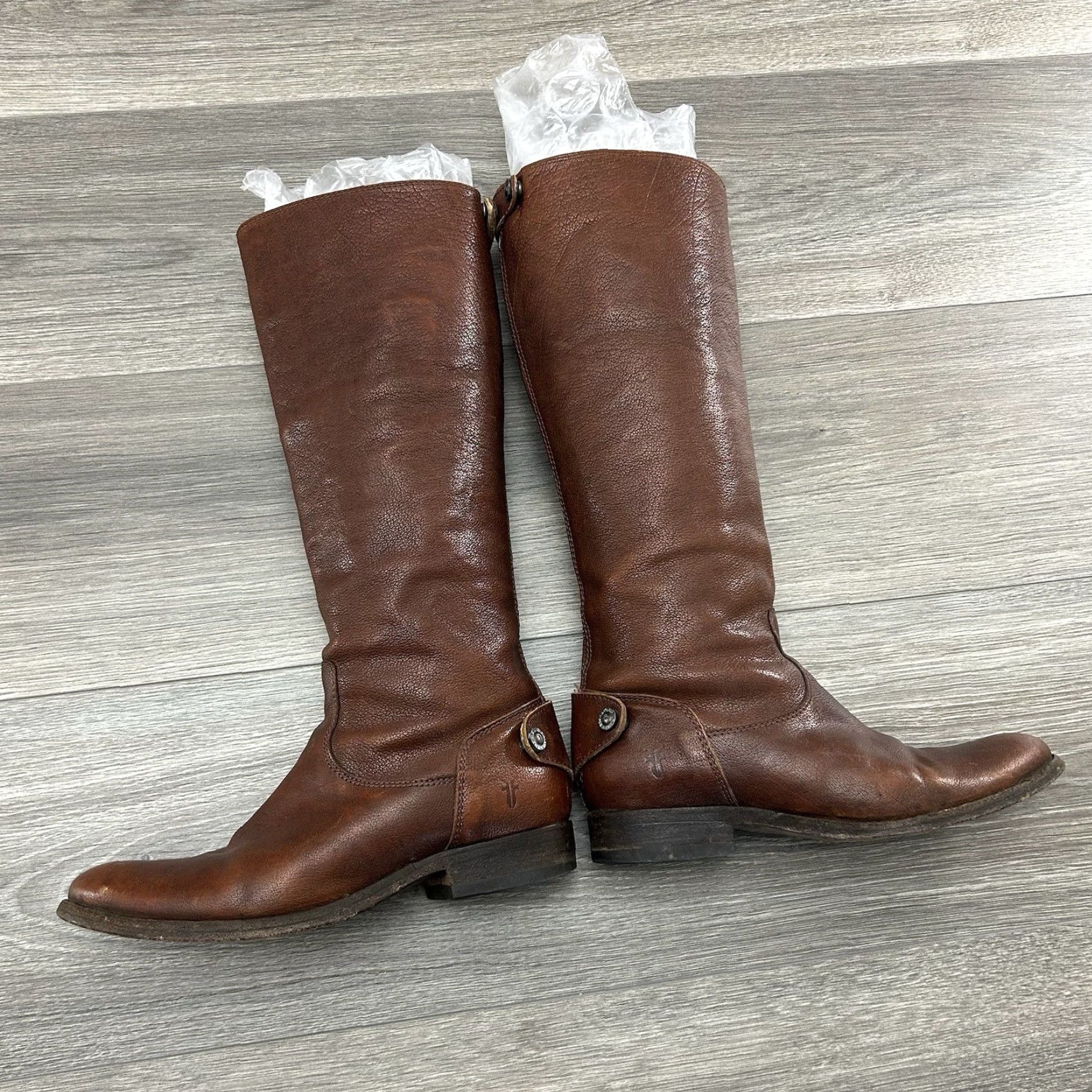 Frye Frye Melissa Boots Womens 6.5 B Button Riding Leather Zip Pull On Brown Solid Knee High Casual Workwear 90s Western Equestrian Womens Boots Size US 7 / IT 37 - 4 Thumbnail