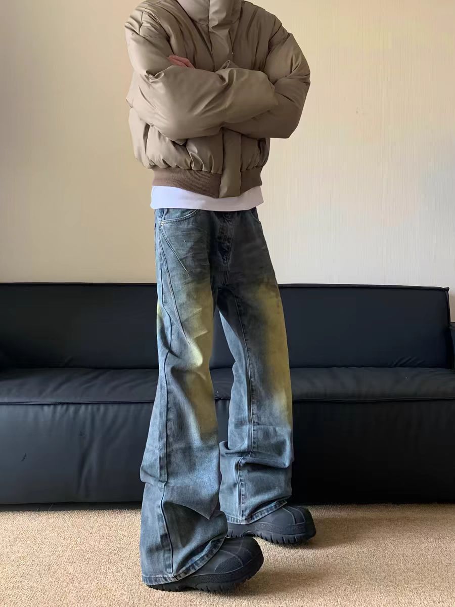 Japanese Brand × Jean Vintage washed and dirty dyed micro flare jeans Size US 34 / EU 50 - 1 Thumbnail
