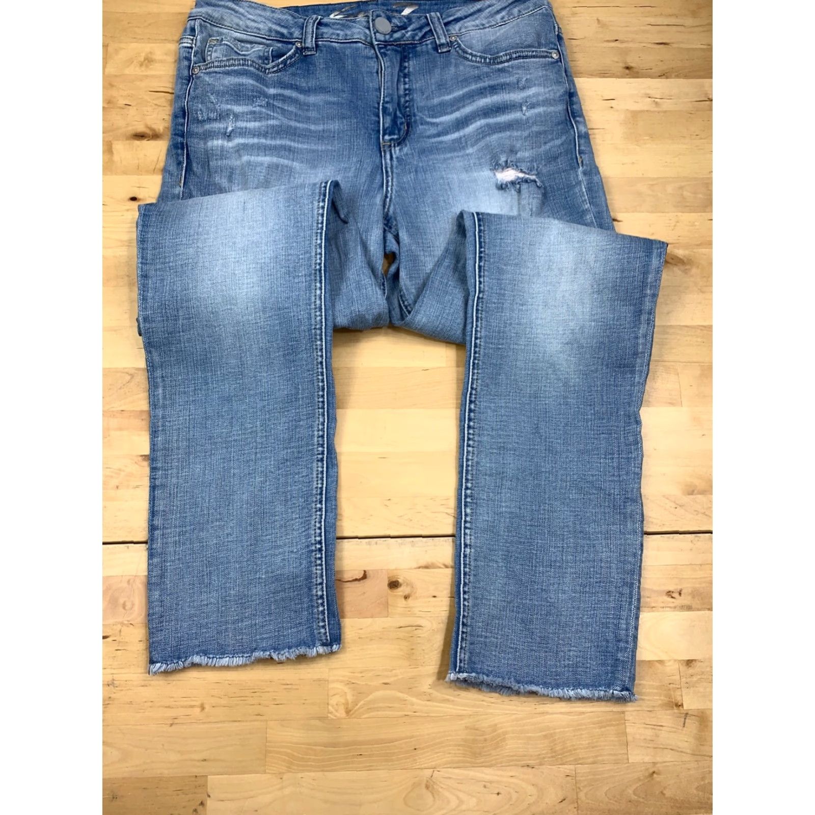 Vintage Seven7 Womens Jeans Slim Straight Blue Size 8 Distress 5115 Denim Mid Rise 30 In Inseam Regular Size 30" / US 8 / IT 44 - 2 Thumbnail