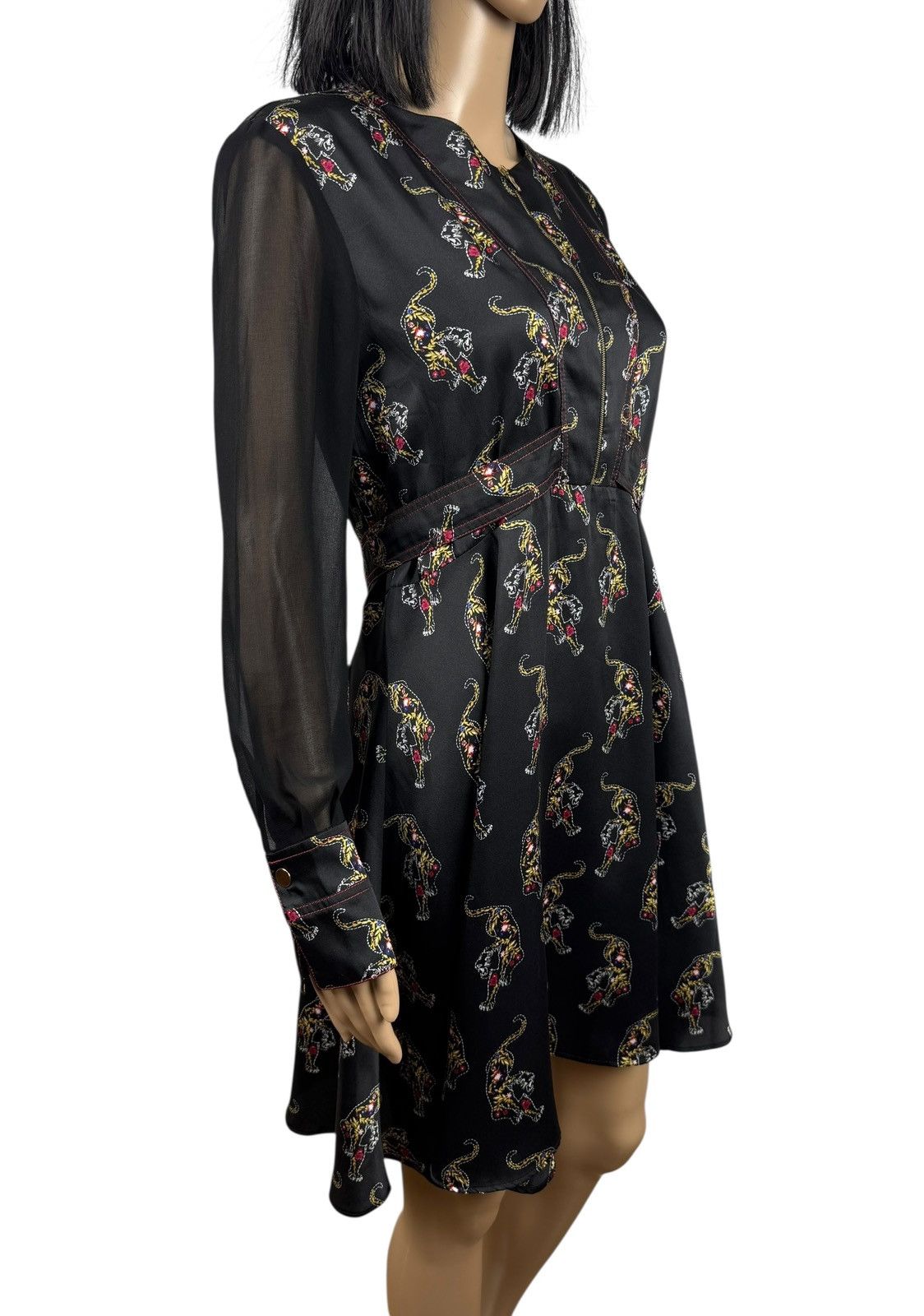 Sandro Sandro Printed Dress Mesh Sleeves size 2 Polyester Size M / US 6-8 / IT 42-44 - 5 Thumbnail