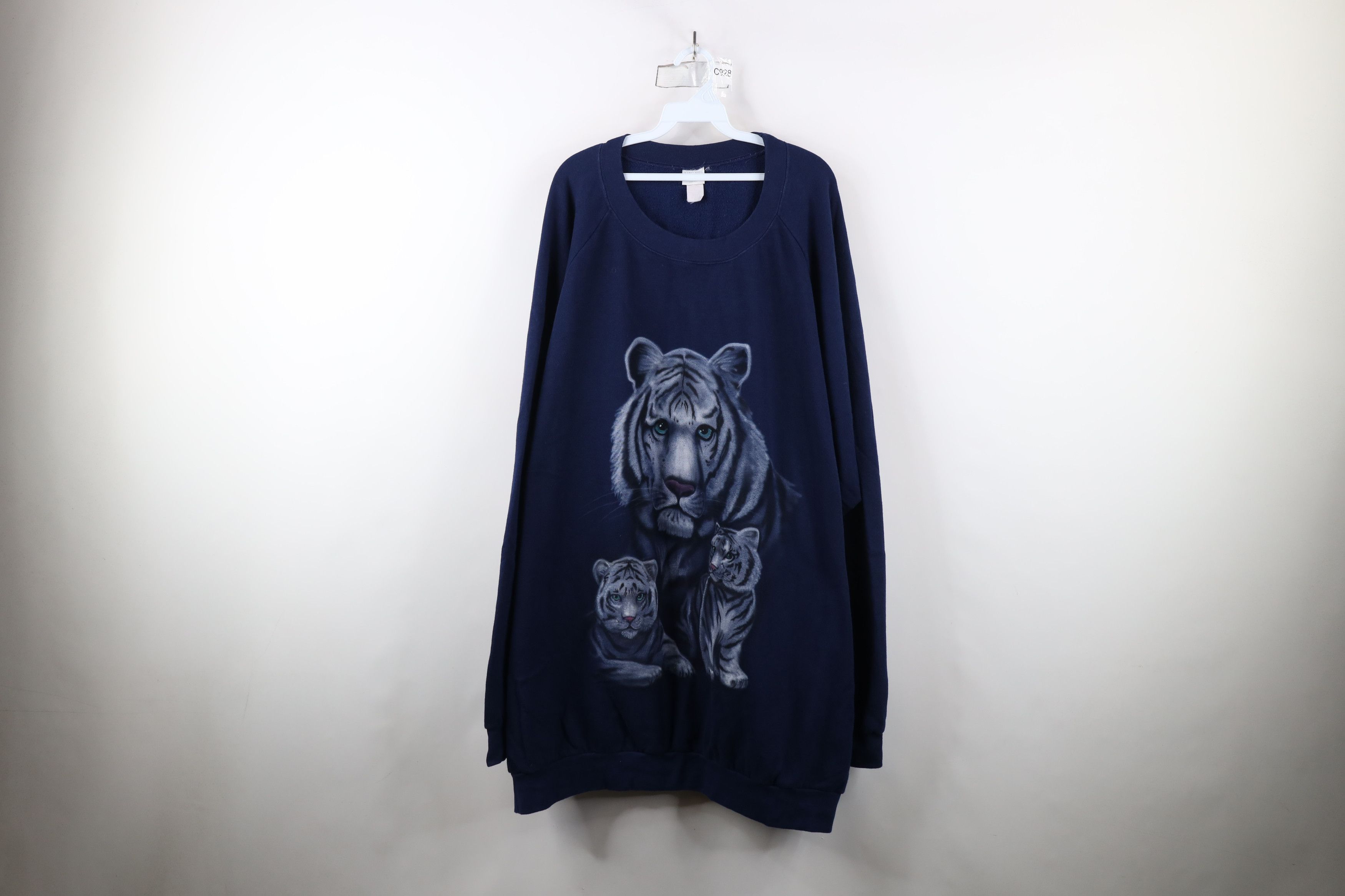 Vintage Vintage 90s Streetwear White Tiger Big Cat Sweatshirt Blue Size US XXL / EU 58 / 5 - 1 Thumbnail