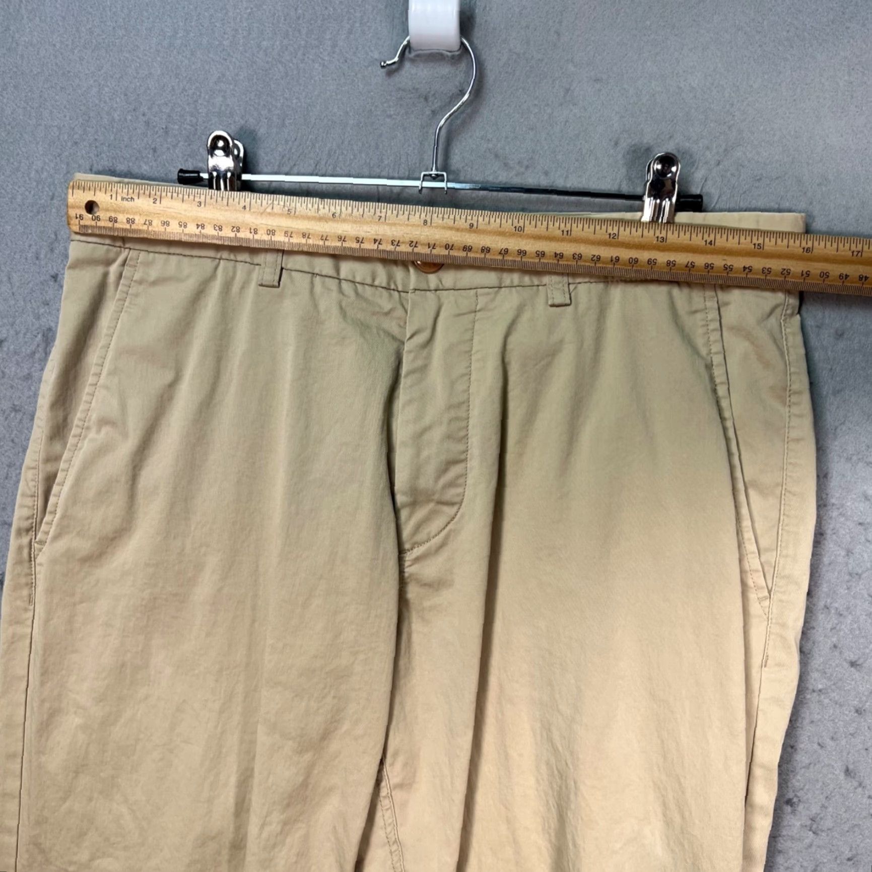 Essentials Bernpole Essential Mens Size 31 Beige Straight-Leg Chino Pants Regular Fit - 29 In Inseam, Flat Front, Cotton Polyester, Vintage No, Casual Size US 31 - 6 Thumbnail