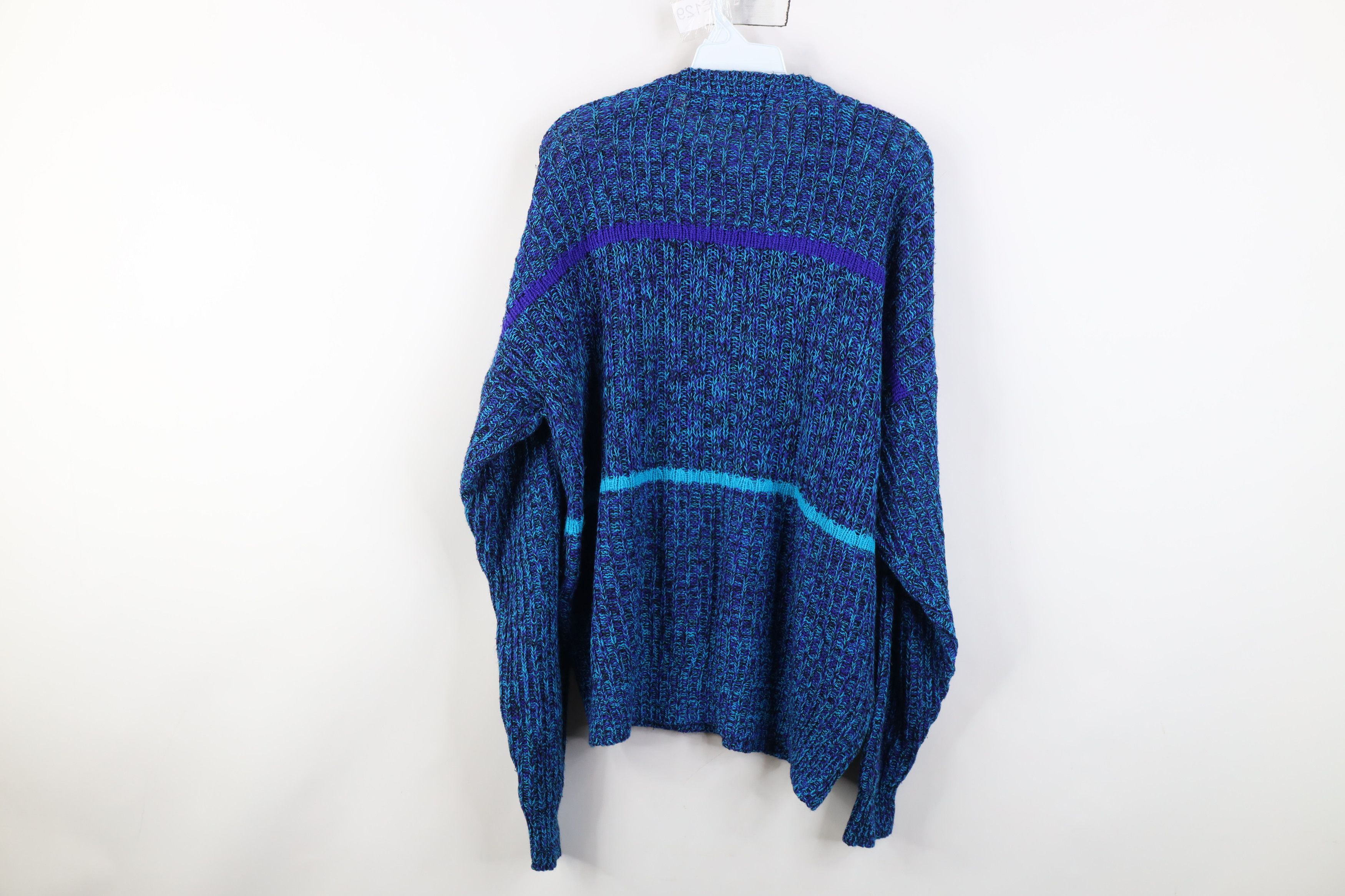 Vintage Vintage 90s Streetwear Striped Ribbed Knit Crewneck Sweater Size L / US 10 / IT 46 - 9 Thumbnail