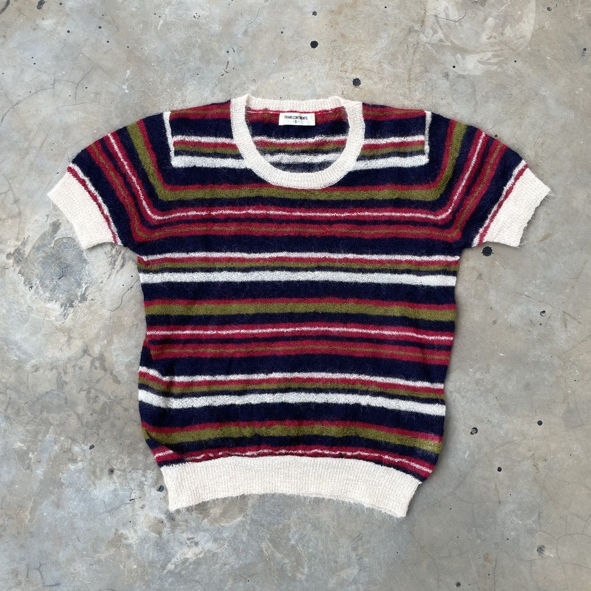 If Six Was Nine × Japanese Brand VTG Trans Continents Striped Crew Neck Short Sleeve Mohair Size S / US 4 / IT 40 - 1 Thumbnail