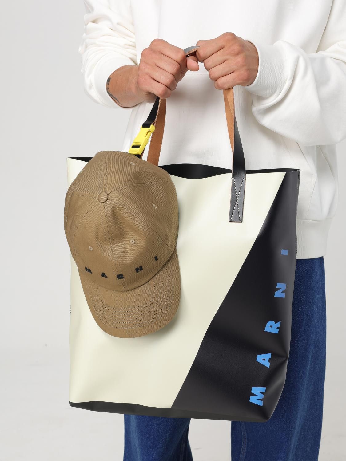 Marni o1s22i1n0924 Size: OS / Tribeca Tote Bag in White/Black Size ONE SIZE - 7 Thumbnail