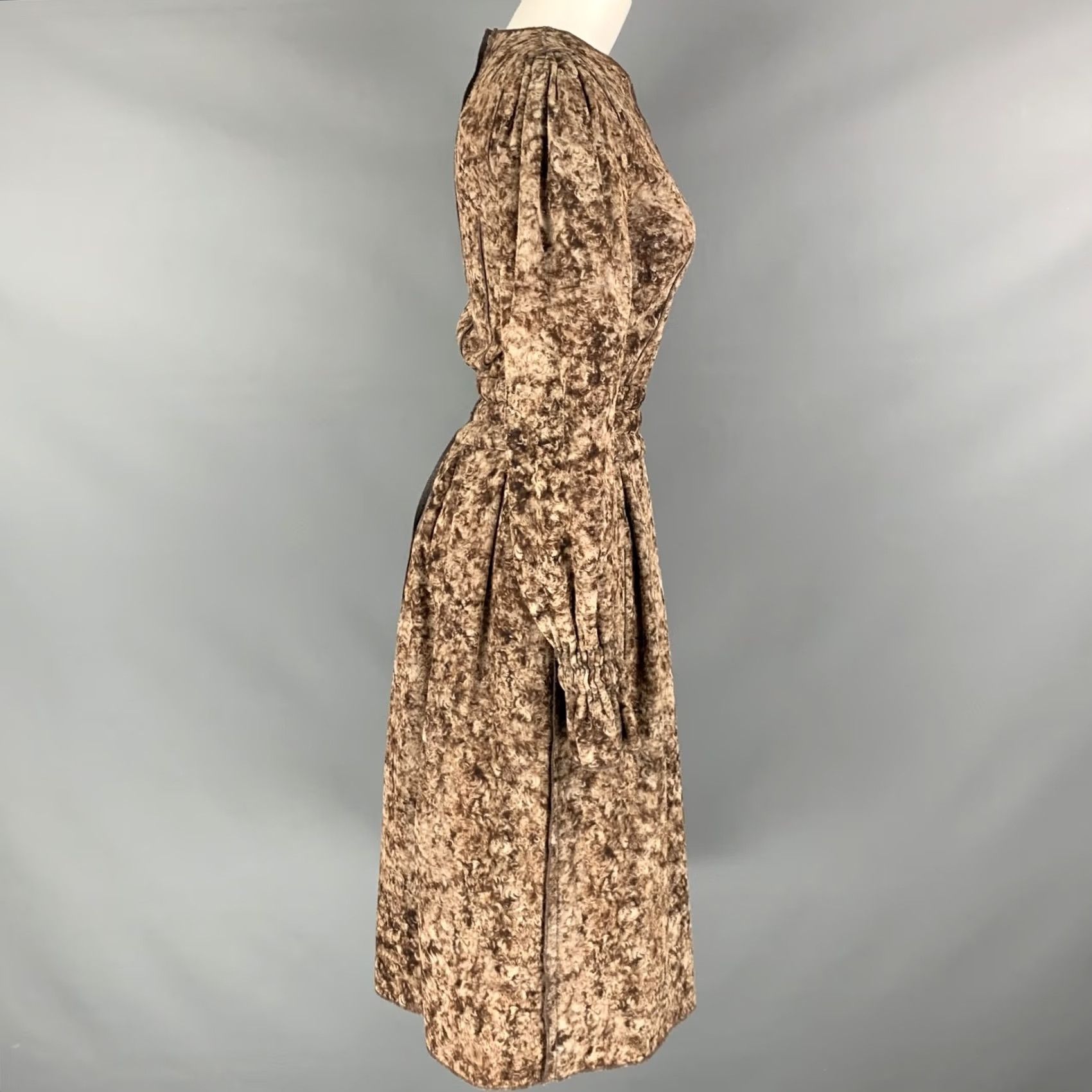 Dolce & Gabbana DOLCE & GABBANA Dress M Size Brown Beige Wool Marbled Long Sleeve Size M / US 6-8 / IT 42-44 - 2 Thumbnail