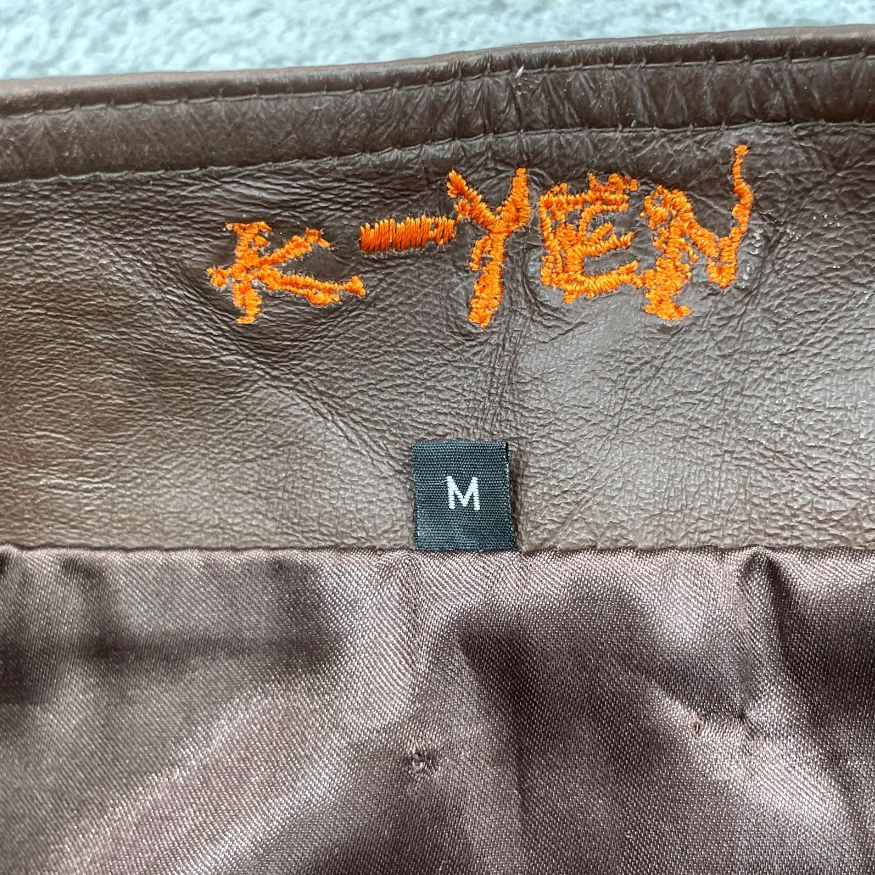 Vintage K-Yen Western Leather Skirt Women's Medium Cognac Brown Boho Chic Rodeo Cowgirl Leather Skirt Size 32" / US 10 / IT 46 - 5 Thumbnail