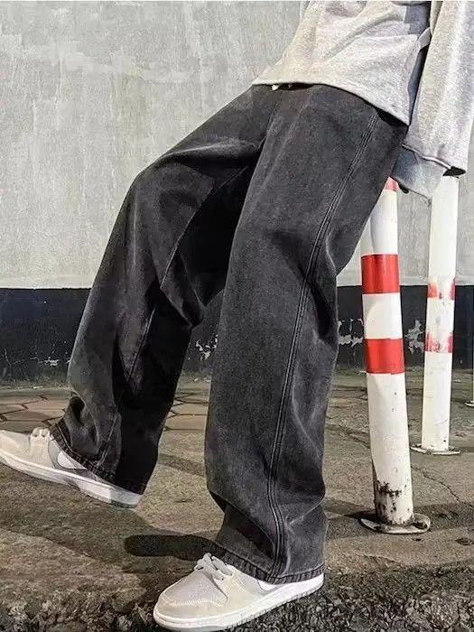 Japanese Brand High Street Straight Loose Wide Leg Denim Pant Size US 30 / EU 46 - 3 Thumbnail