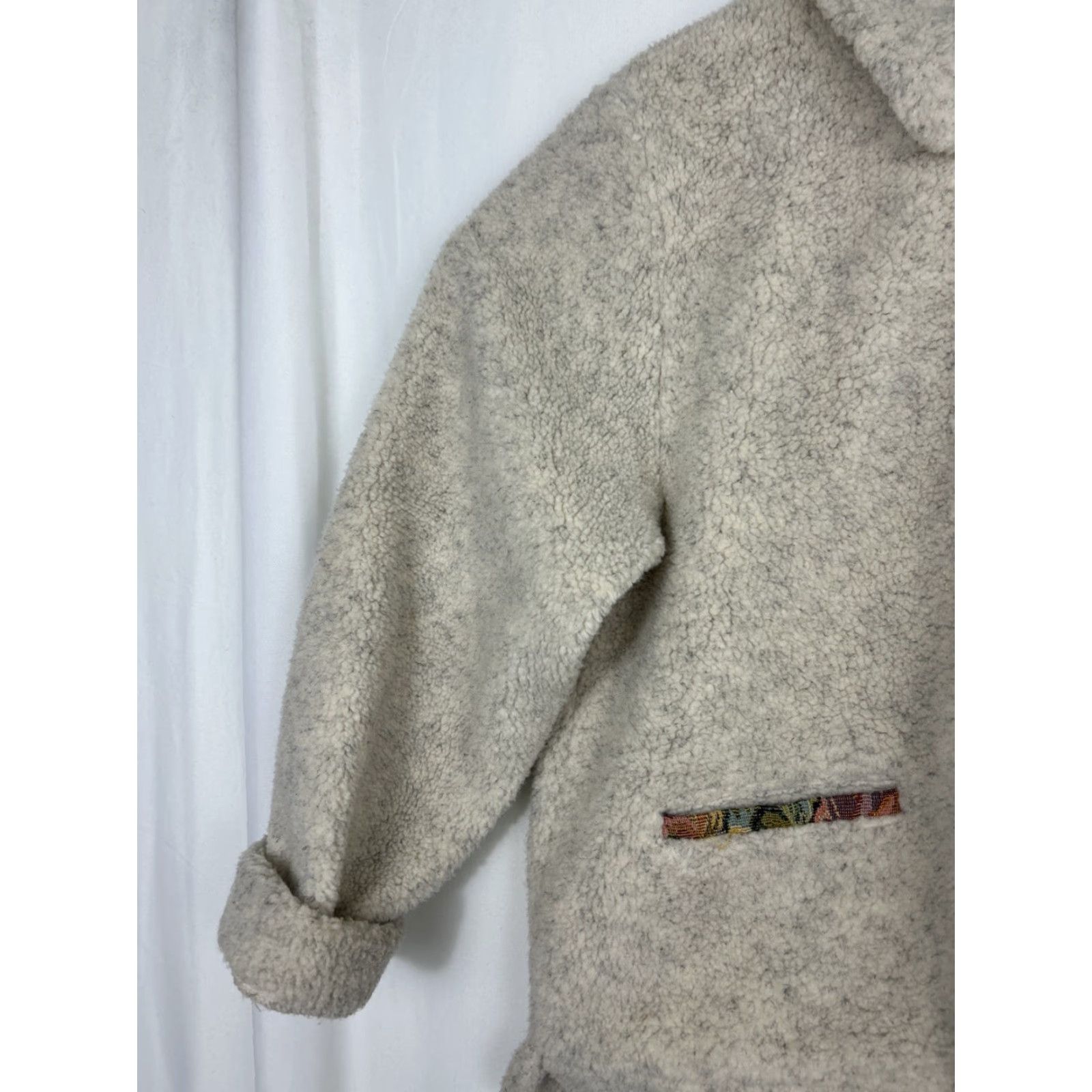 Orvis Orvis Womens Jacket L Ivory Marled Button Front With Brocade Details Stained Size L / US 10 / IT 46 - 2 Thumbnail