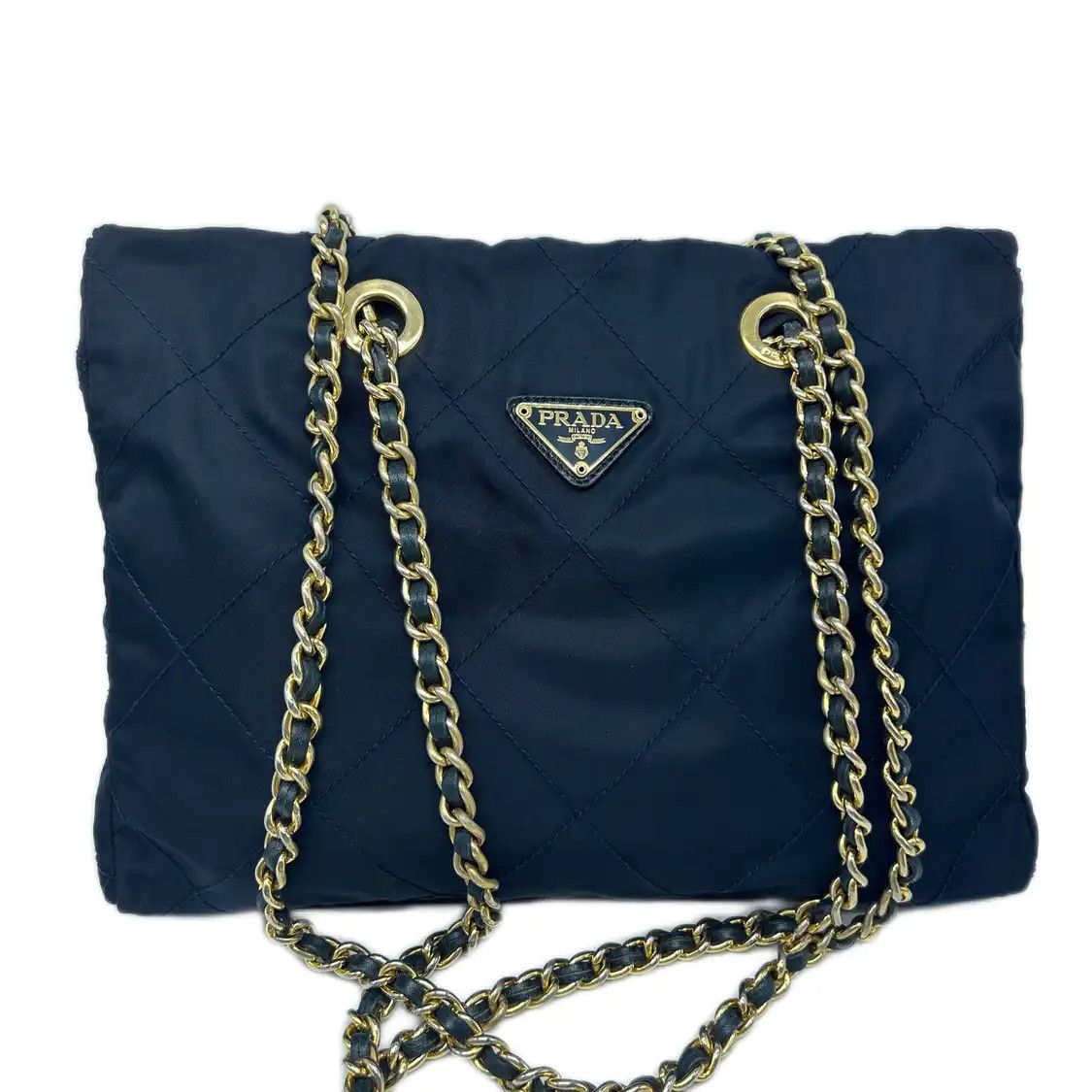 Prada PRADA Re-Edition 1995 Chane dark blue nylon logo quilted parachute bag shoulder Size ONE SIZE - 1 Thumbnail