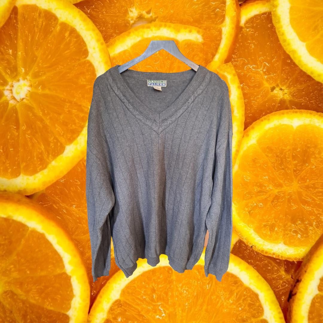 Other Arnold Palmer Gray V Neck Sweater 100% Cotton Size XL Size US XL / EU 56 / 4 - 1 Thumbnail