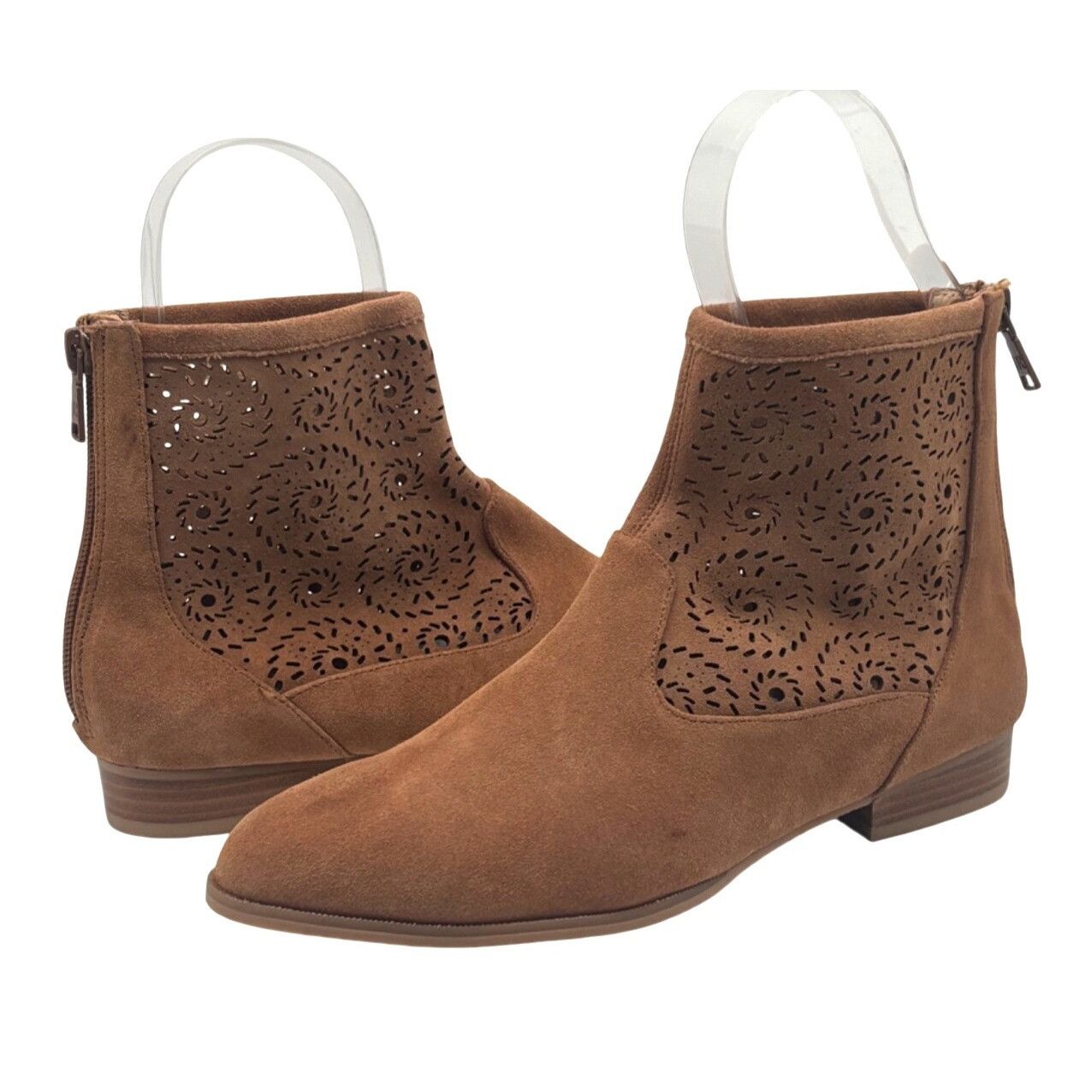Jack Rogers Jack Rogers Floral Cutout Ronnie Suede Booties, Tan, Size 7. Size US 7.5 / IT 37.5 - 11 Thumbnail