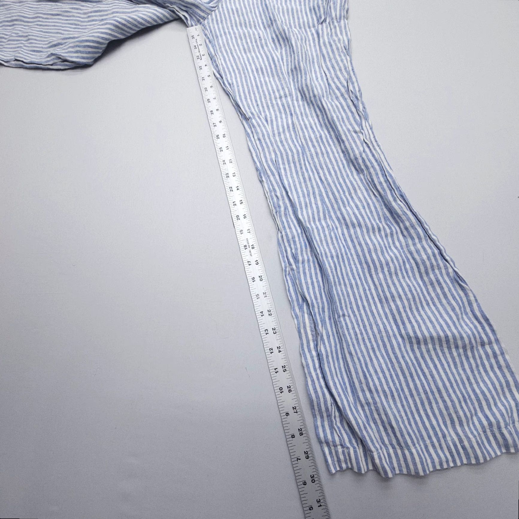 Vintage VINTAGE Tahari 100% Linen Wide-Leg Pants Size 10 Blue Striped High Coastal Old Money Mens Womens Girls Size 32" / US 10 / IT 46 - 6 Thumbnail
