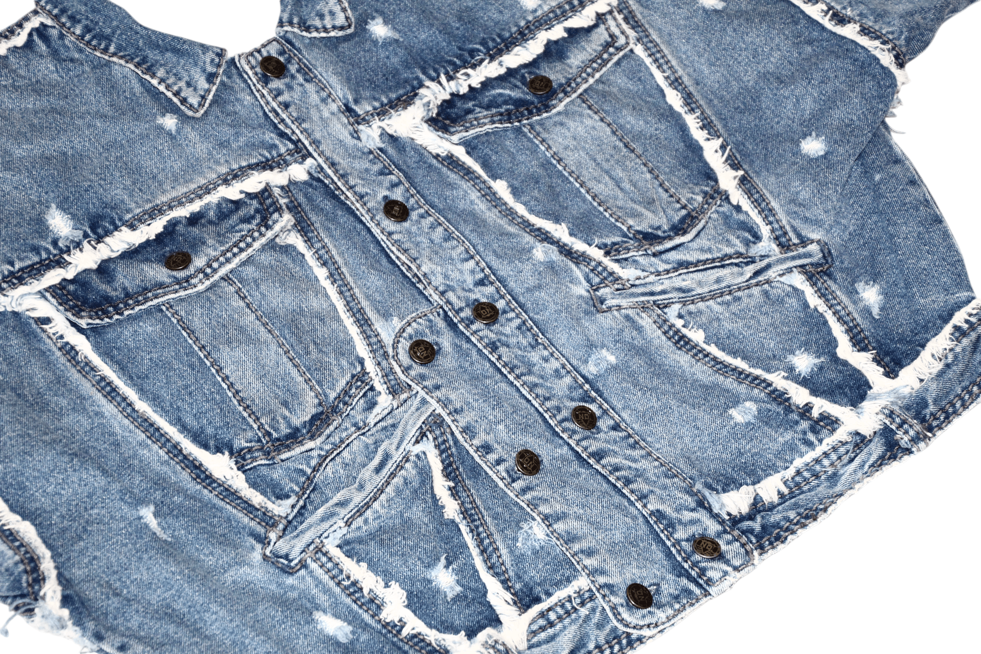 Japanese Brand ARCHIVE 80's NO! Jeans by Claude Attias Fringed Baggy Jacket Size US M / EU 48-50 / 2 - 3 Thumbnail