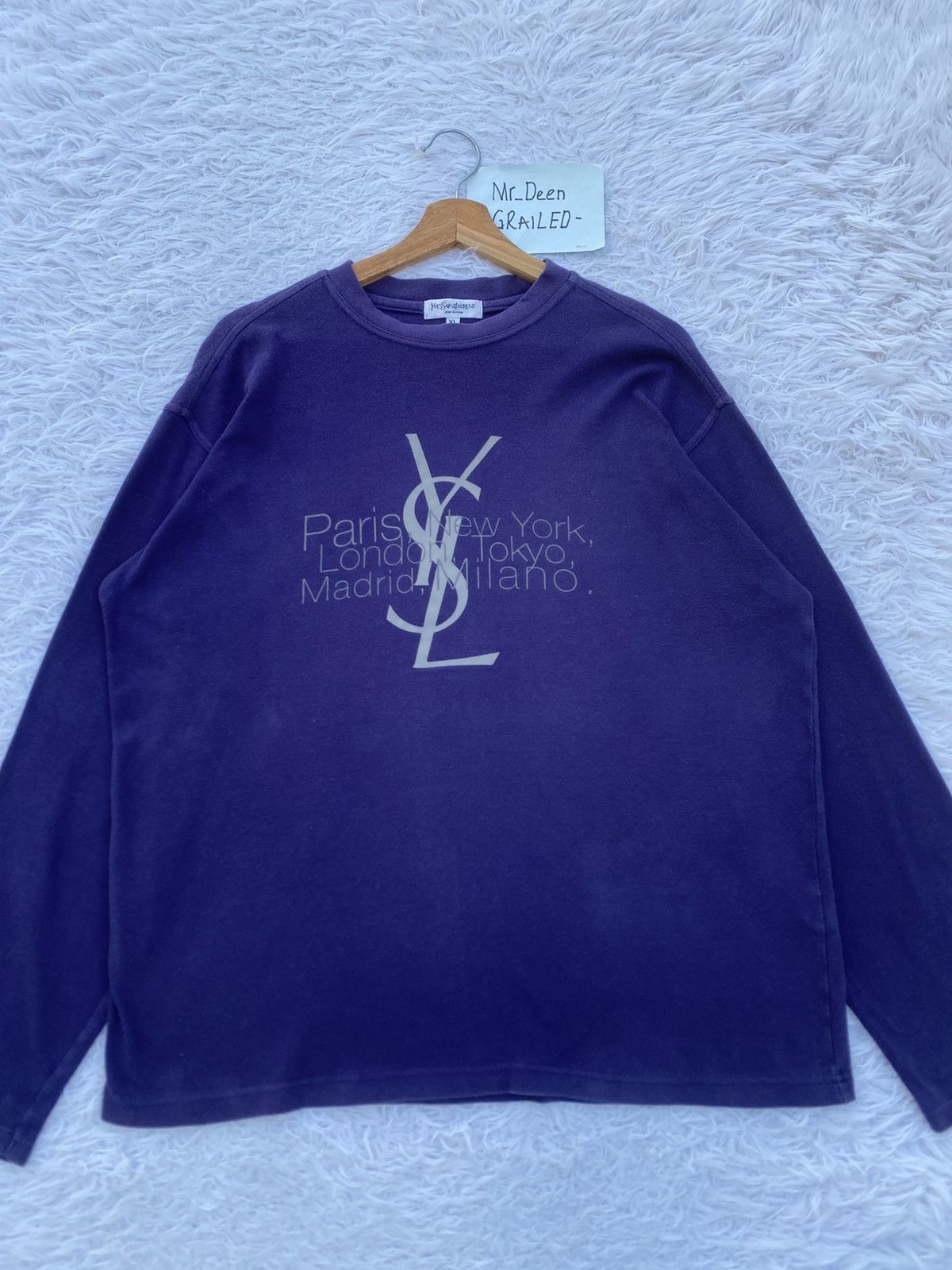 Yves Saint Laurent Rare Vintage Yves Saint Laurent Big Logo Longsleeve Shirt Size US L / EU 52-54 / 3 - 3 Thumbnail