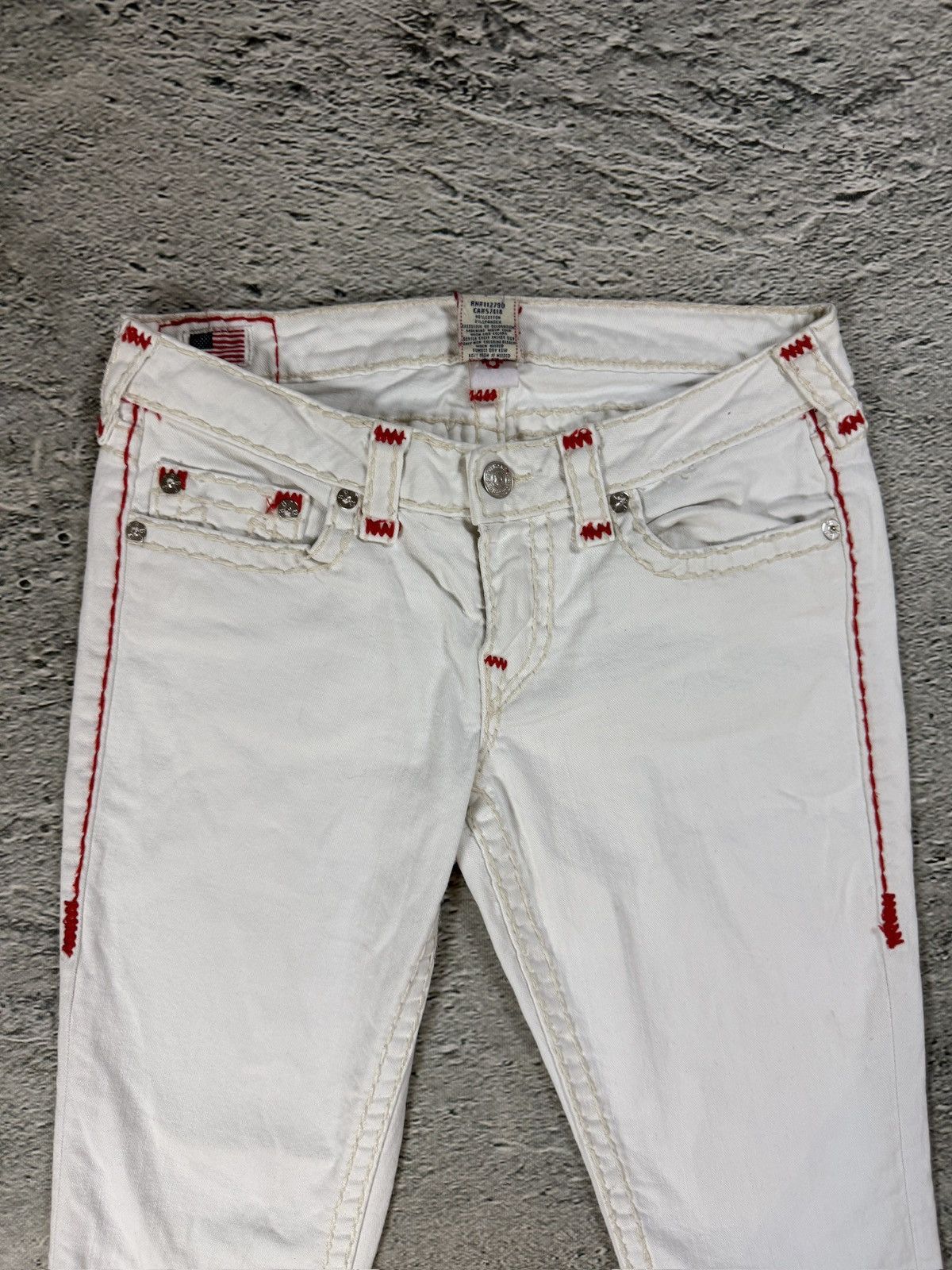True Religion True Religion vintage white jeans slim Stella red stitching Size 31" - 7 Thumbnail