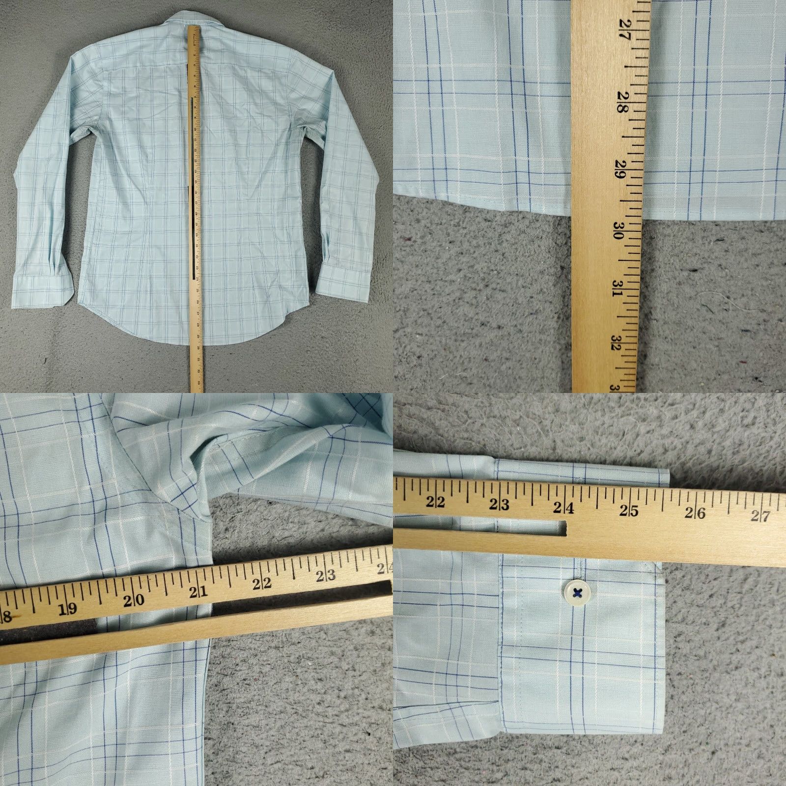BUGATCHI Bugatchi Shirt Mens Medium Blue Plaid Shaped Fit Button Up Long Sleeve Size US M / EU 48-50 / 2 - 8 Thumbnail