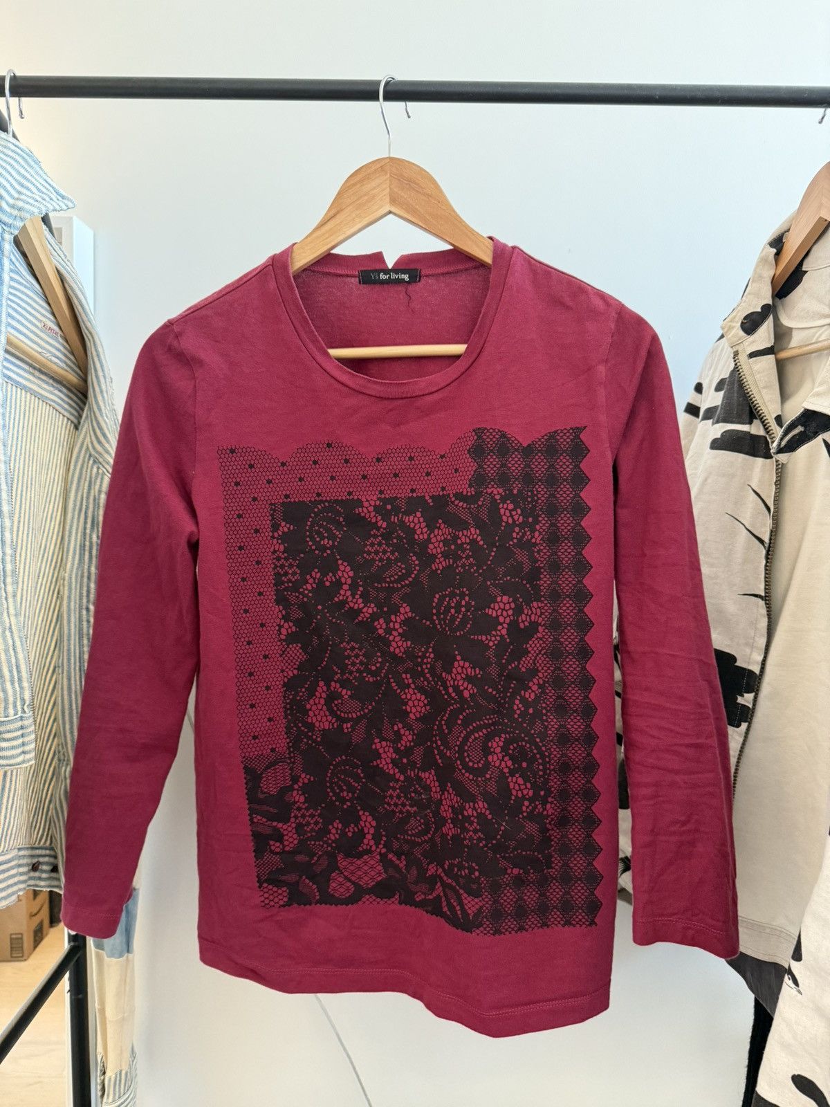 Y's for Men × Yohji Yamamoto Ys for Living Red Graphic Long Sleeve Tee Size US S / EU 44-46 / 1 - 1 Thumbnail