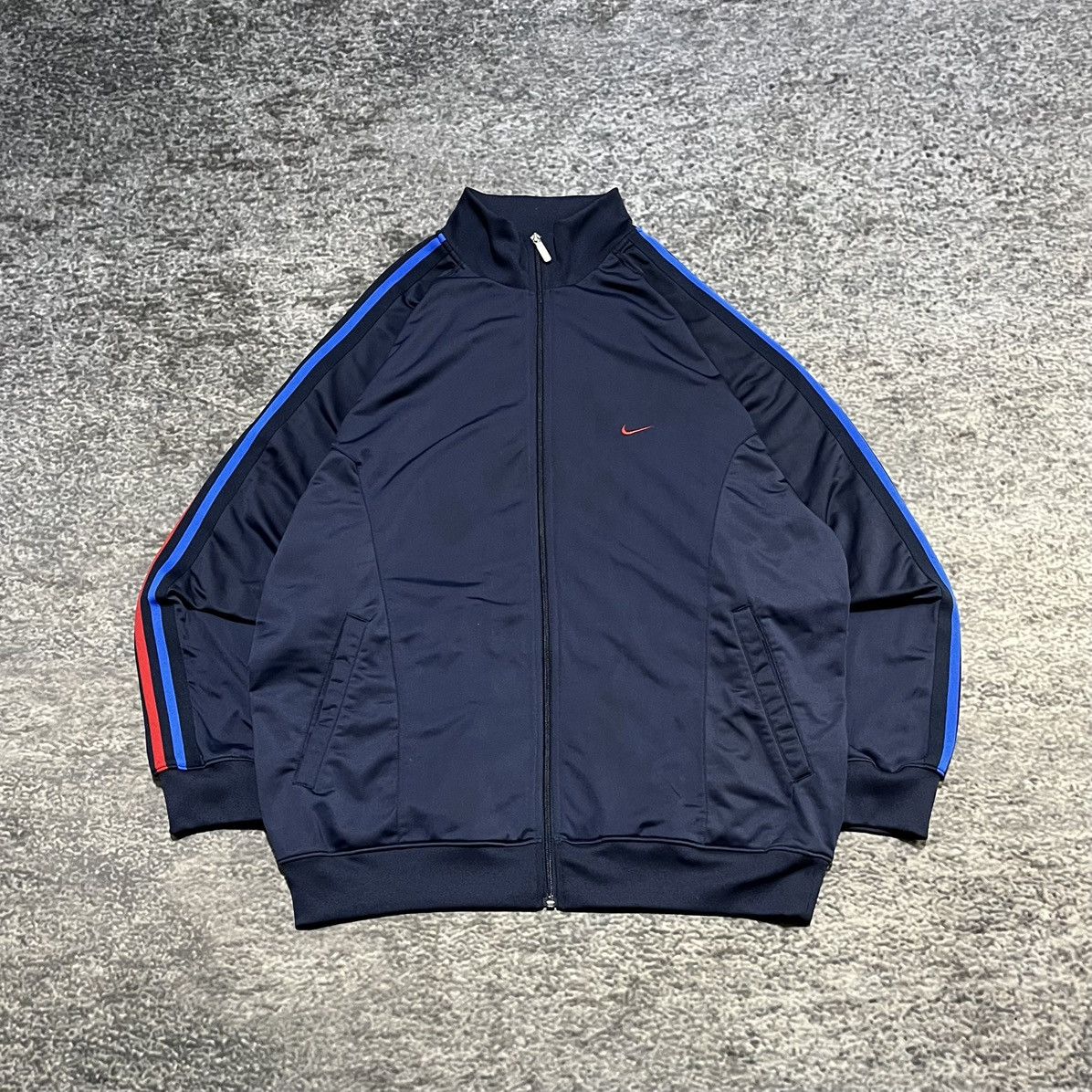 Nike Vintage Y2K Nike Mini Swoosh Navy Blue Track Jacket Size US XL / EU 56 / 4 - 1 Thumbnail