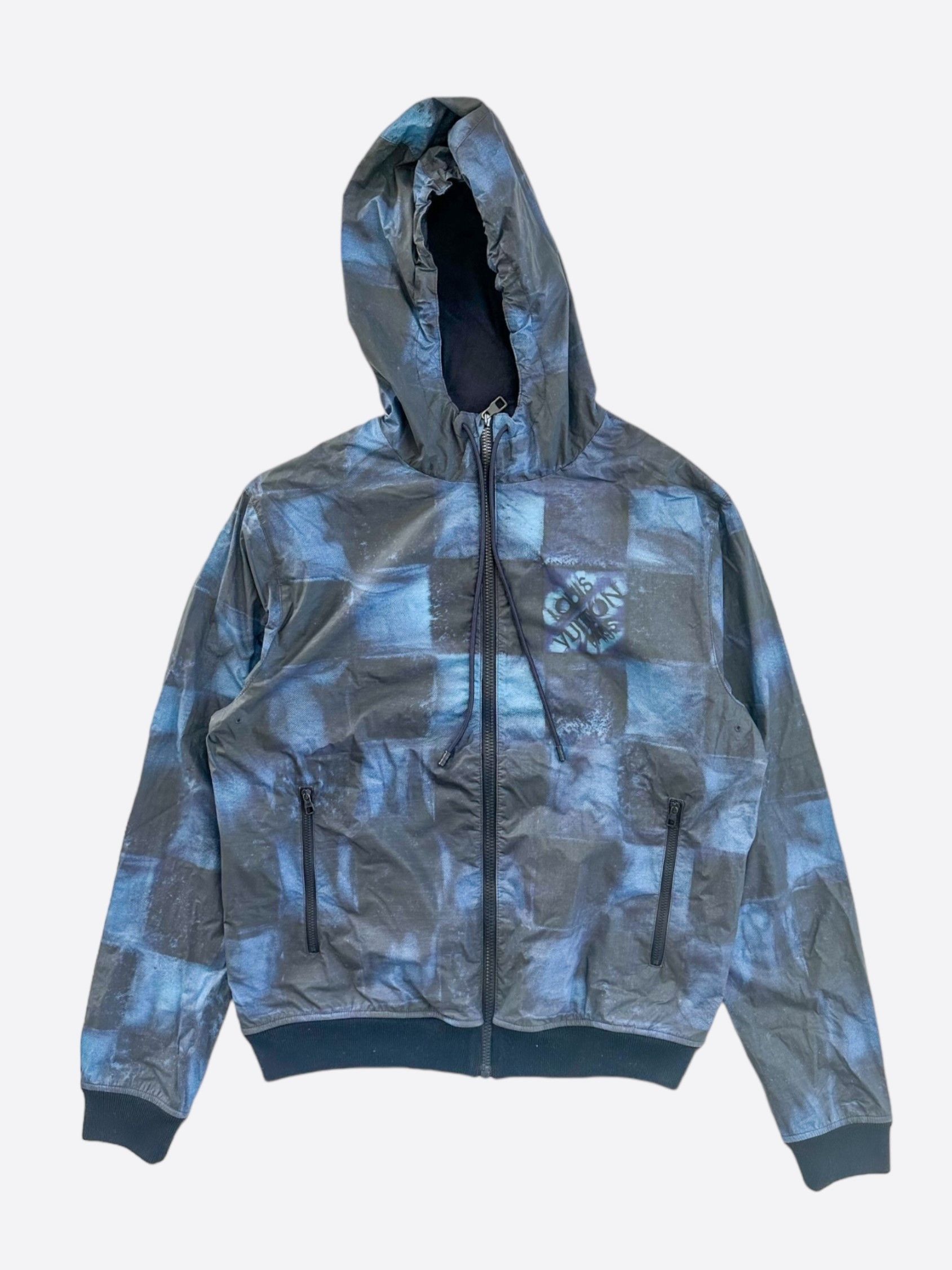 image of Louis Vuitton Blue Salt Damier Windbreaker, Men's (Size Small)