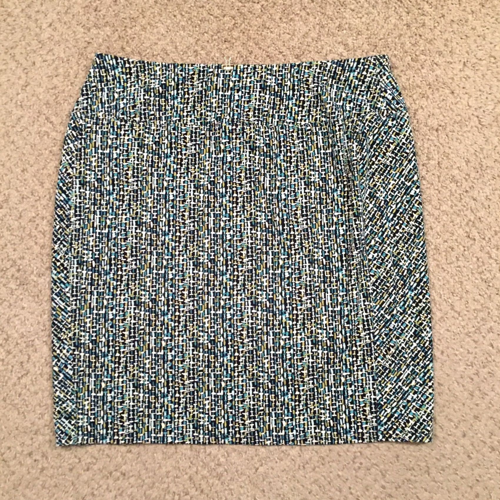 J. Jill J.Jill Skirt Geometric Knee Length Pull On Petite Green M Womens Size 32" / US 10 / IT 46 - 6 Thumbnail