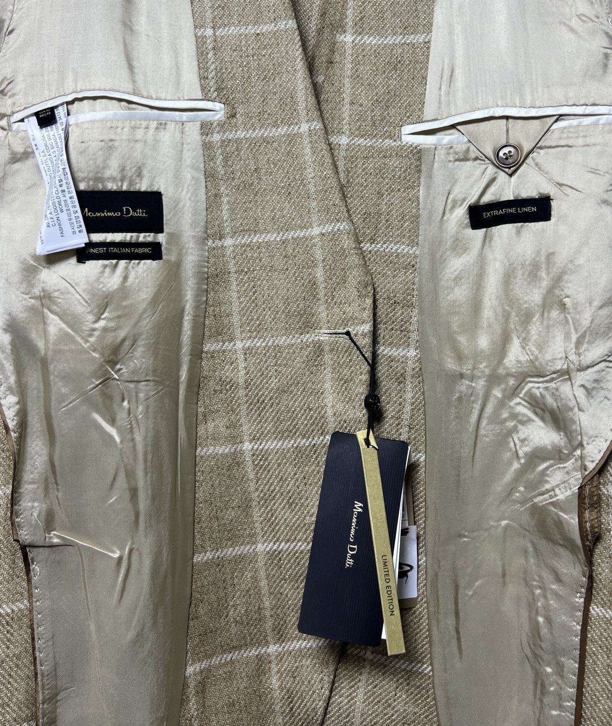 Massimo Dutti Brand new Massimo Dutti extra fine linen beige blazer Size 52L - 3 Thumbnail