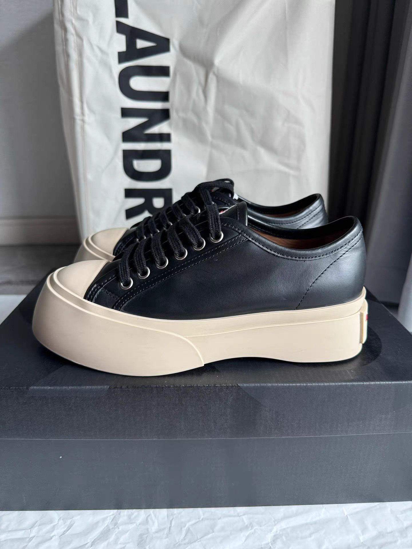 Marni Marni Pablo Black Lace-Up Chunky Sneakers K6 Size US 6 / IT 36 - 1 Thumbnail
