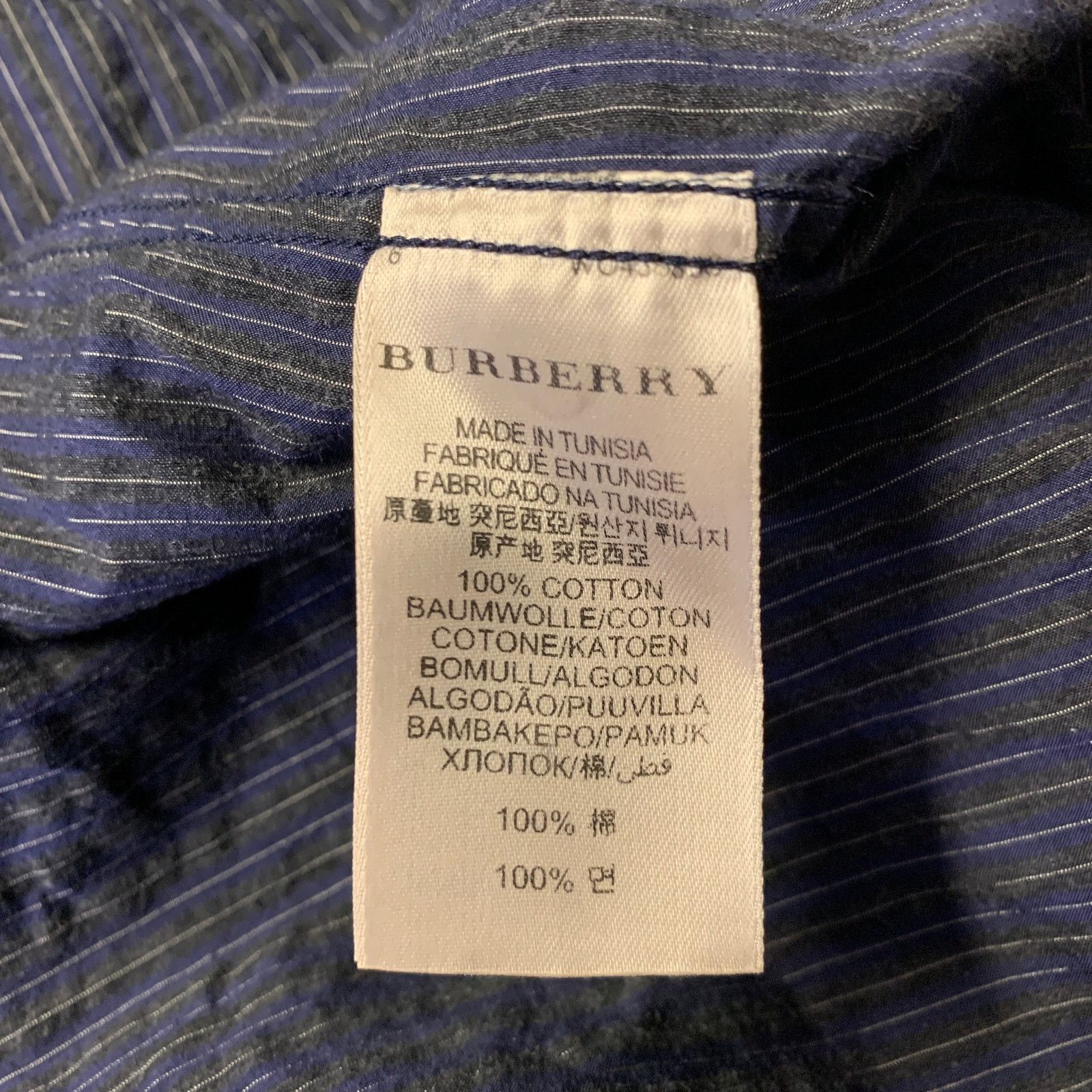 Burberry BURBERRY Size S Navy Grey Pinstripe Cotton Long Sleeve Shirt Size US S / EU 44-46 / 1 - 7 Thumbnail