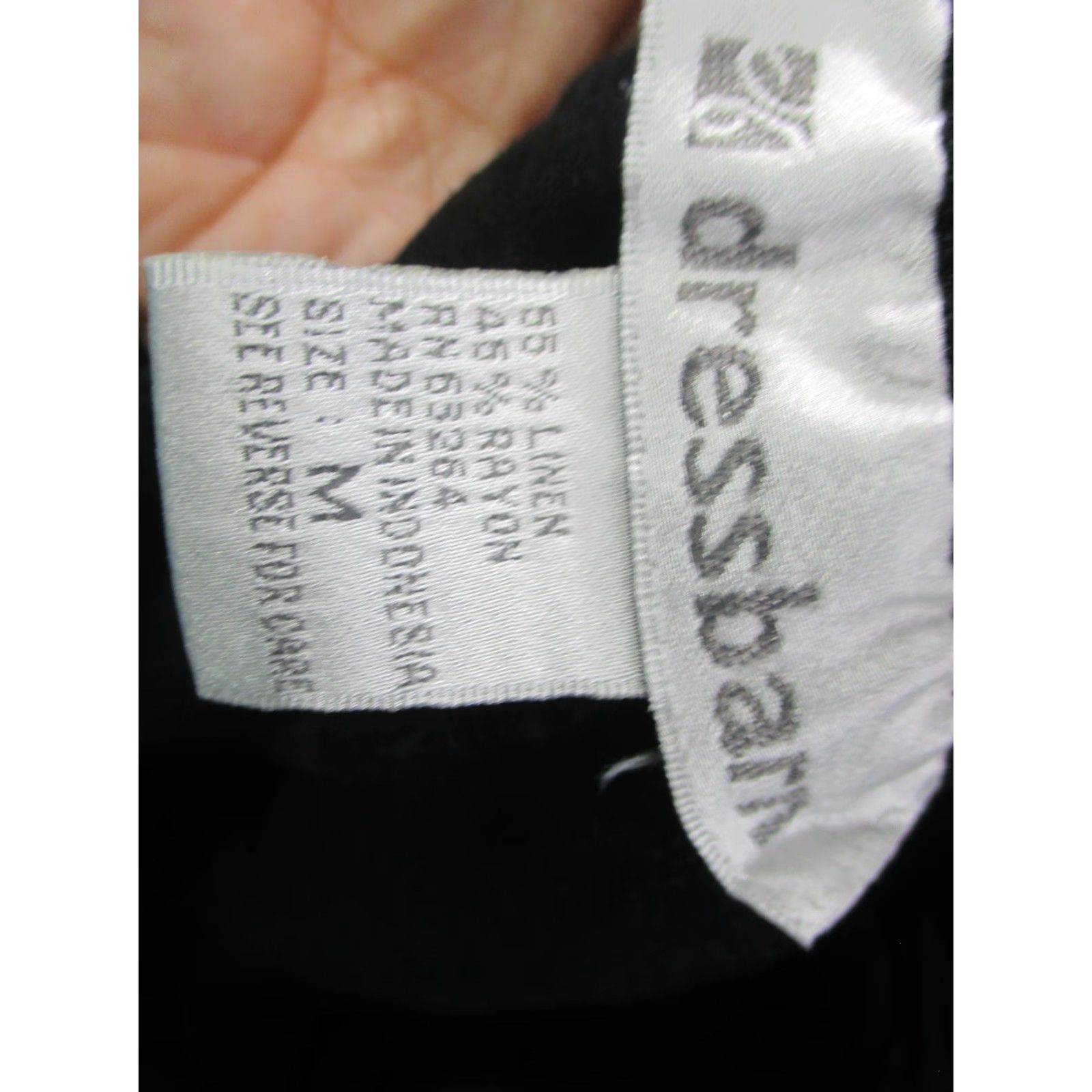 Vintage Dressbarn Pants Capri Womens Medium Black Linen Rayon Elastic Waist Pockets Tapered Casual Inserts 20in Inseam Size 32" / US 10 / IT 46 - 6 Thumbnail