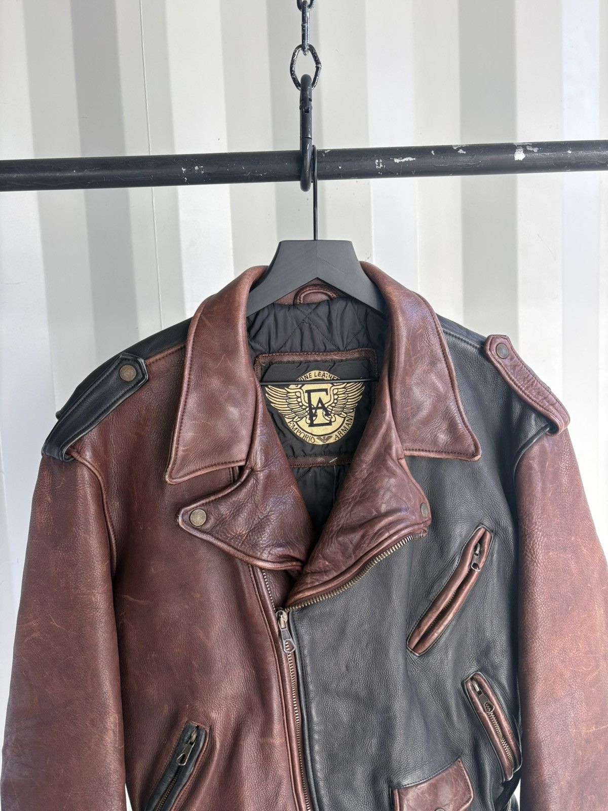 Emporio Armani Leather Moto Jacket Size US L / EU 52-54 / 3 - 4 Thumbnail