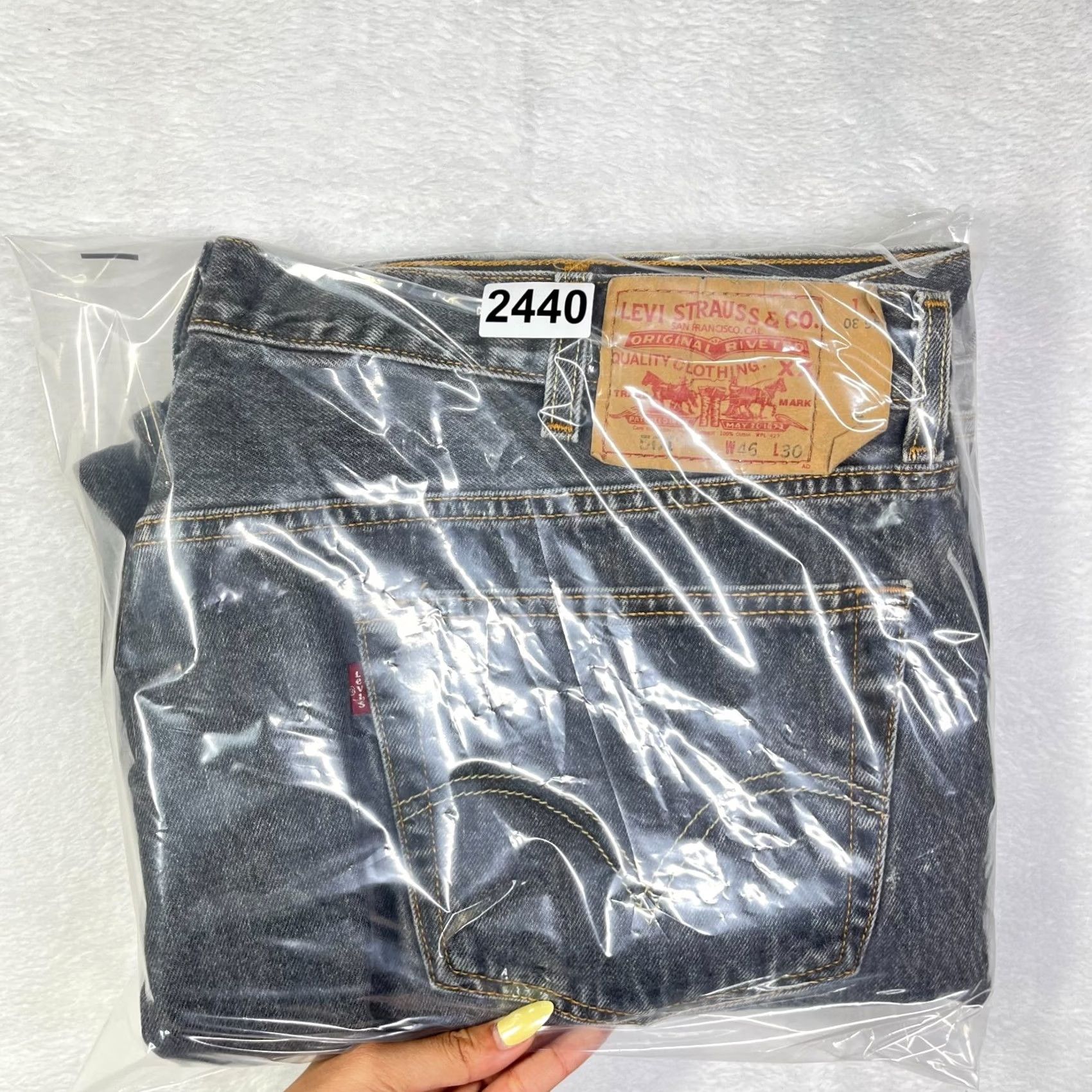 Levi's Levi's Jeans 501 Original Fit Straight Button Fly Gray Denim Distress 46x30 Mens Regular 501 USA 30" Rise 46" Waist Size US 30 / EU 46 - 7 Thumbnail