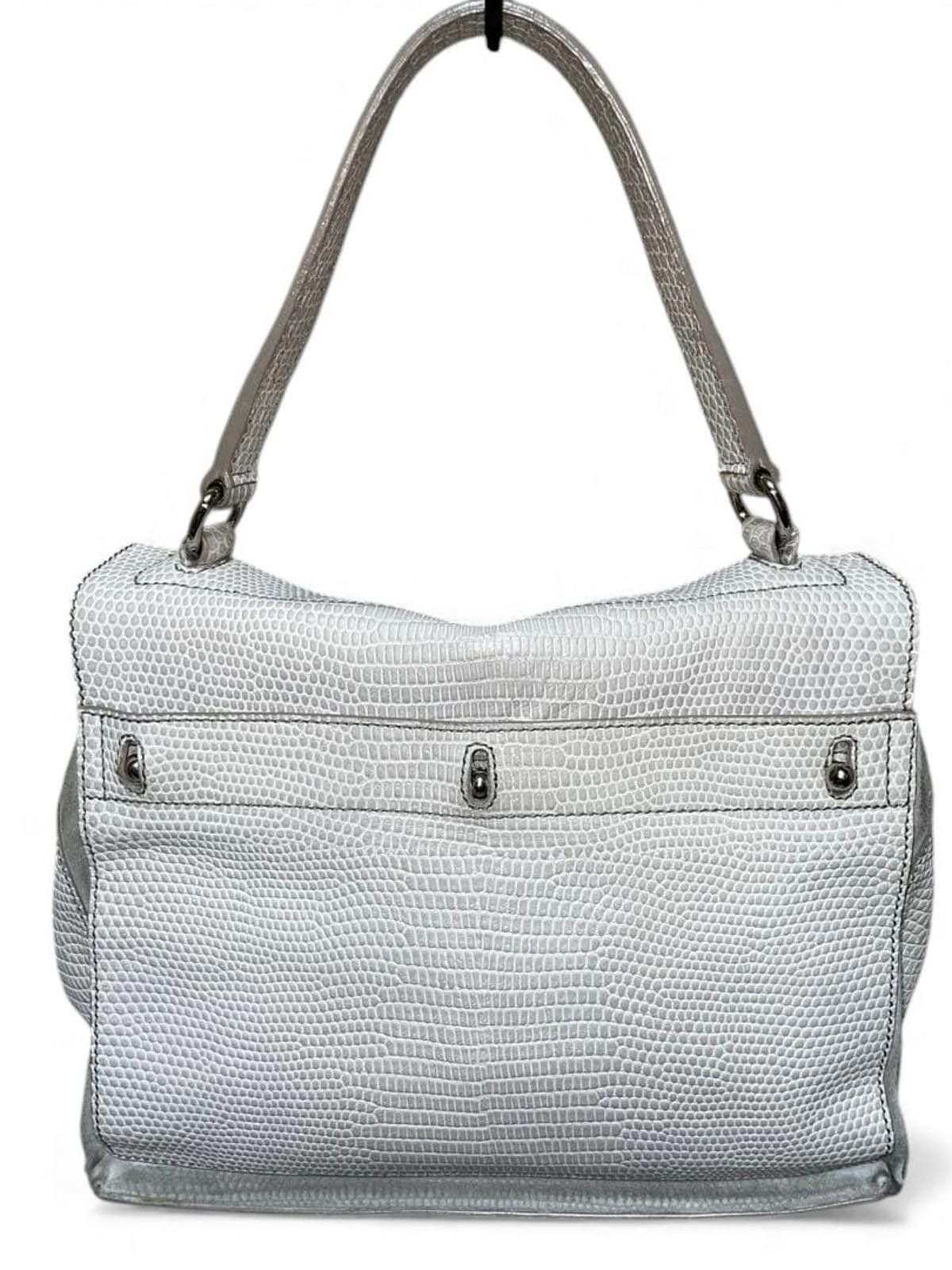 Saint Laurent Paris Saint Laurent - White Textured Leather Handbag Croco Size ONE SIZE - 2 Thumbnail